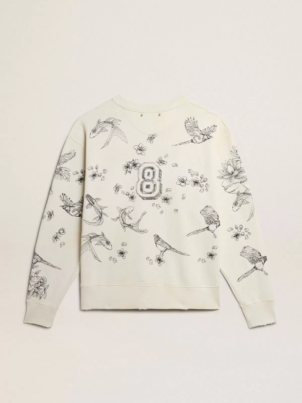 Golden Goose Aged white CNY sweatshirt darkblue Flash Sale