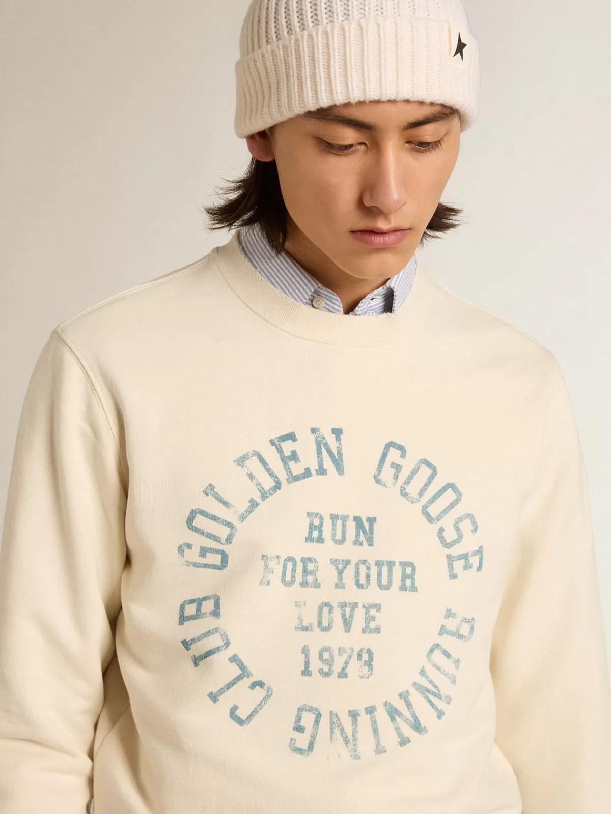 Golden Goose Aged white cotton sweatshirt agedwhite Discount