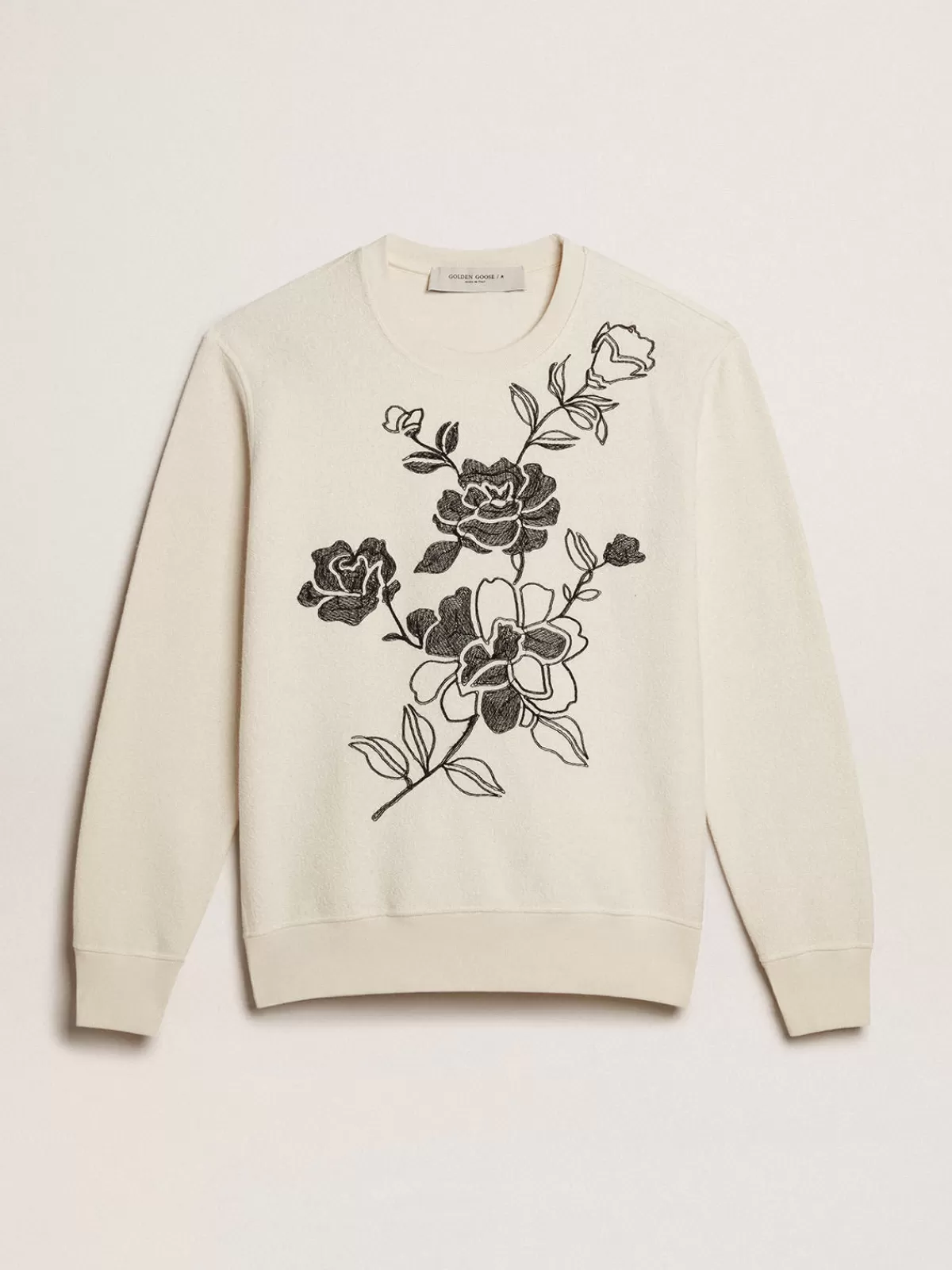 Golden Goose Aged white cotton sweatshirt with embroidery agedwhite Hot