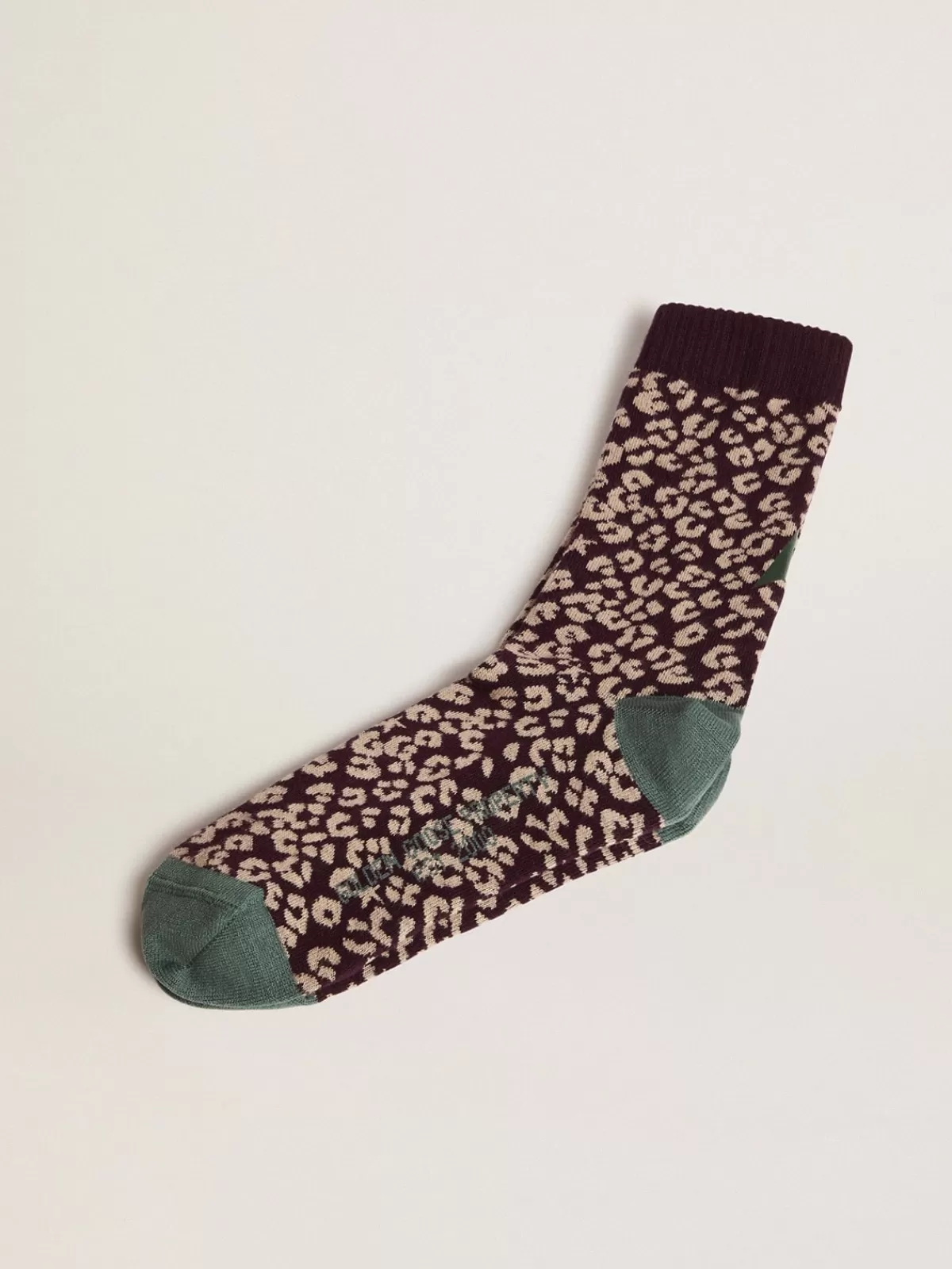 Golden Goose Animal-print socks with a blackberry base and military-green details Online