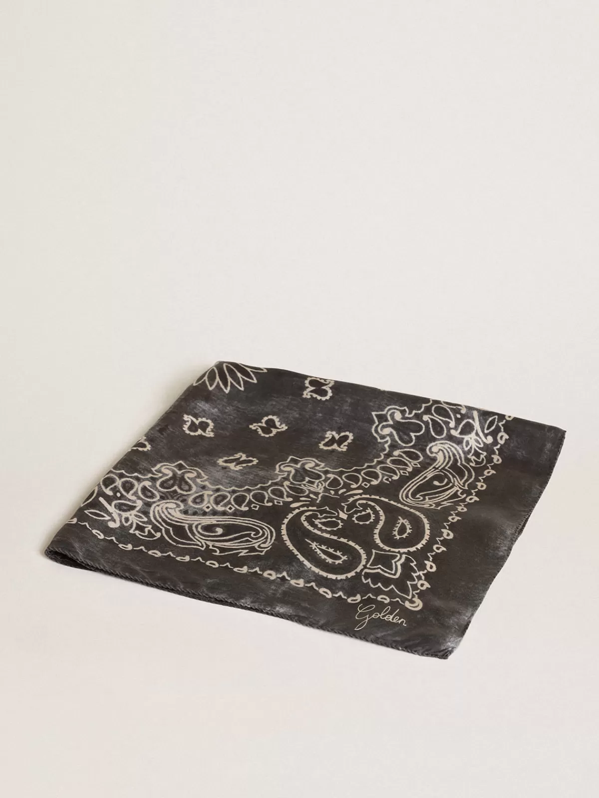 Golden Goose Anthracite gray scarf with paisley print anthracitegray Best Sale