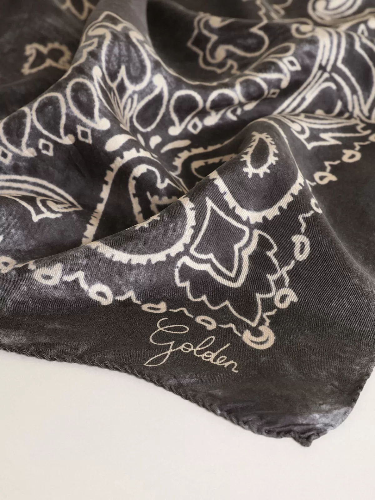 Golden Goose Anthracite gray scarf with paisley print anthracitegray Best Sale