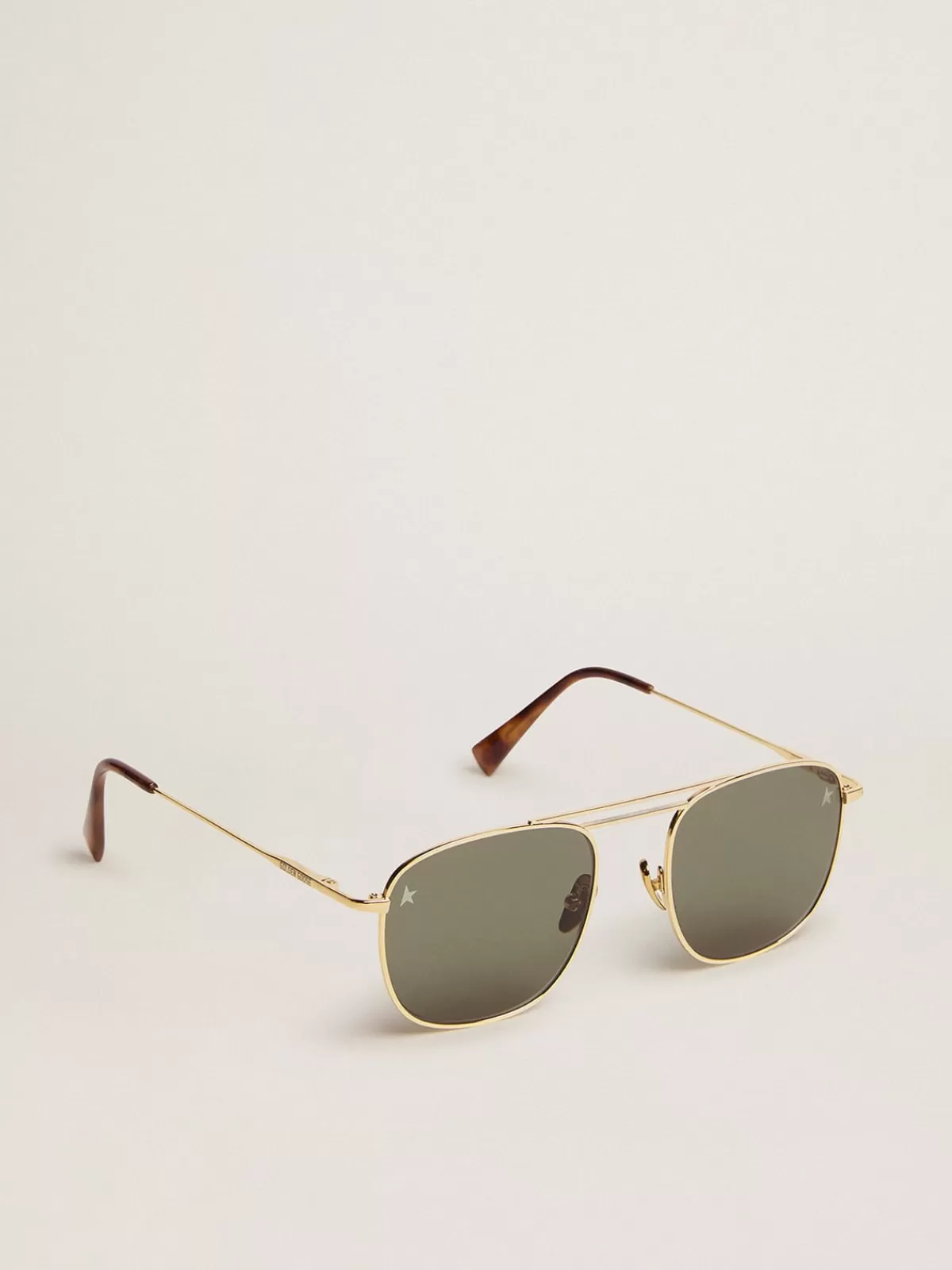 Golden Goose Aviator sunglasses with gold frame and green lenses black Sale