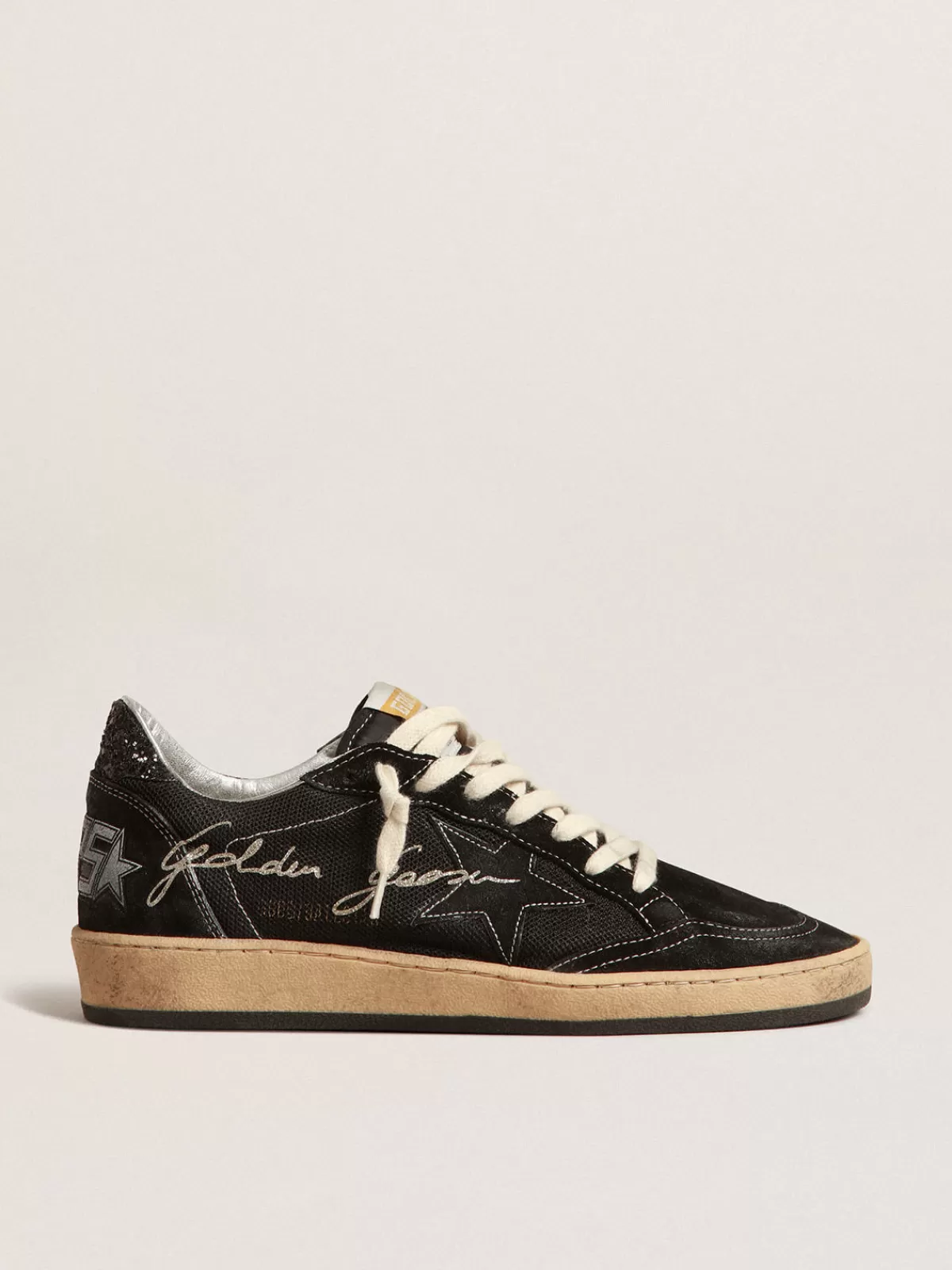 Golden Goose Ball Star in black mesh with black suede star Discount