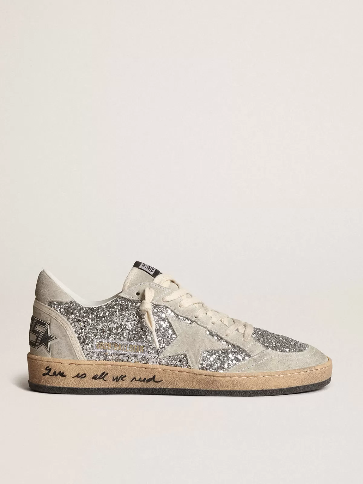 Golden Goose Ball Star in silver glitter with ice-gray suede inserts Best