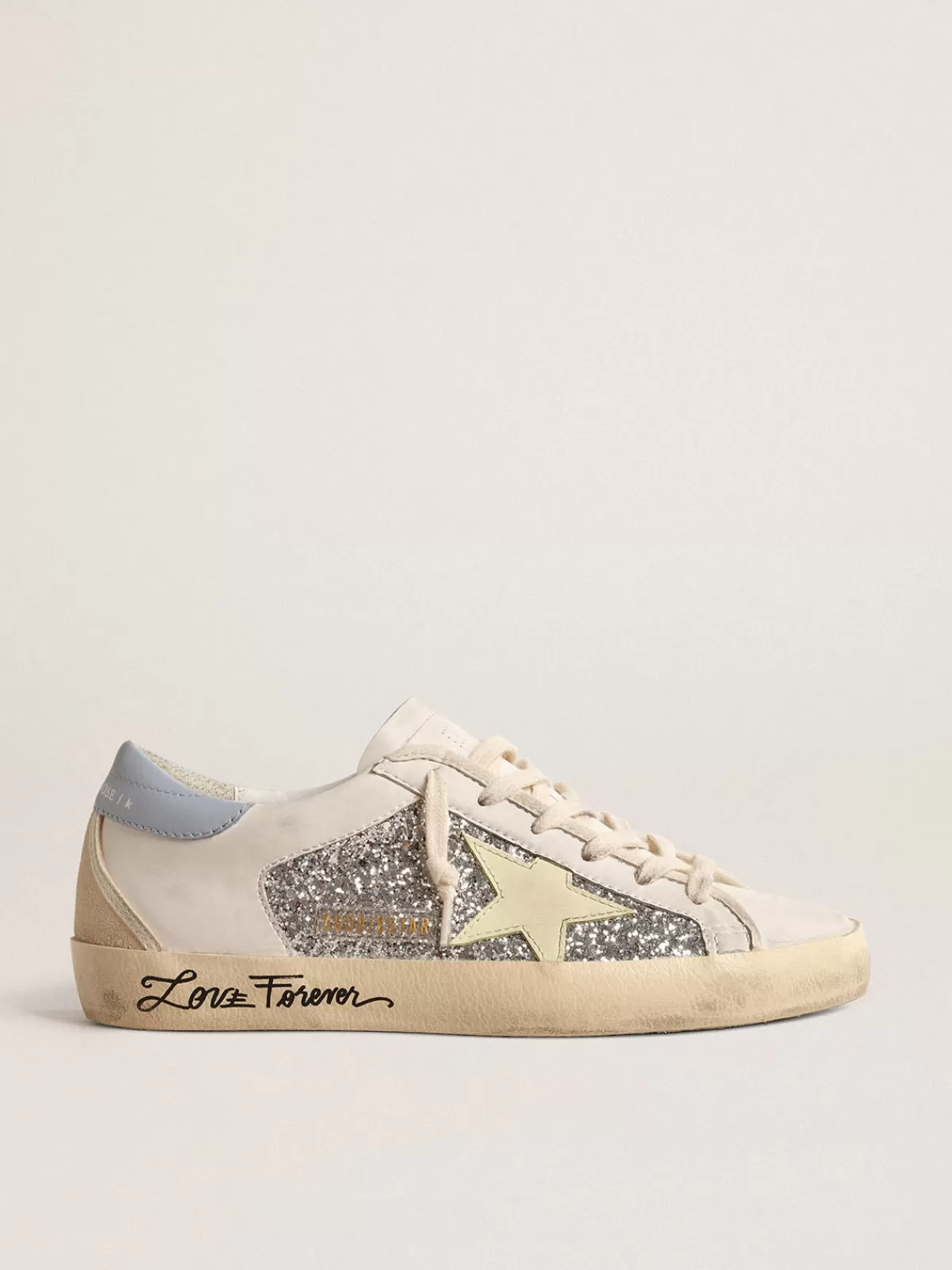 Golden Goose Bio-based Super-Star with silver glitter and yellow leather star Discount