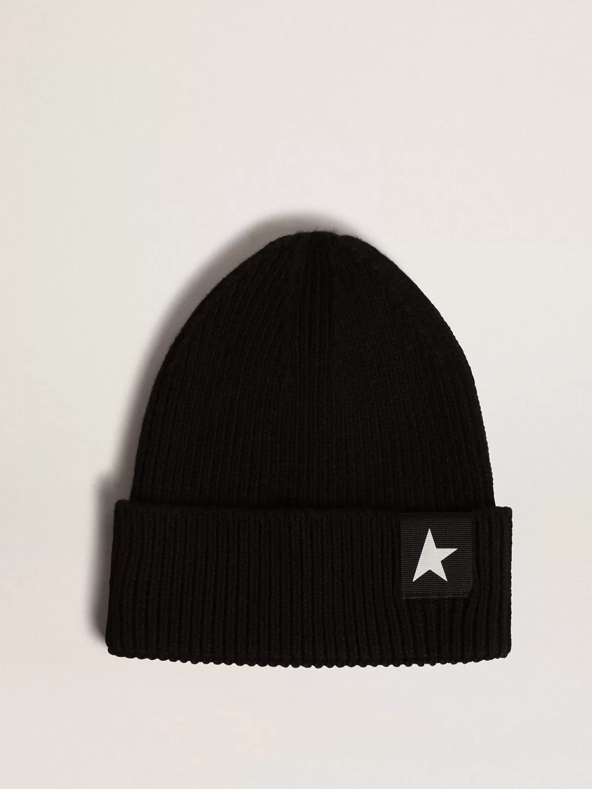 Golden Goose Black cotton beanie with contrasting white star brightgreen Cheap