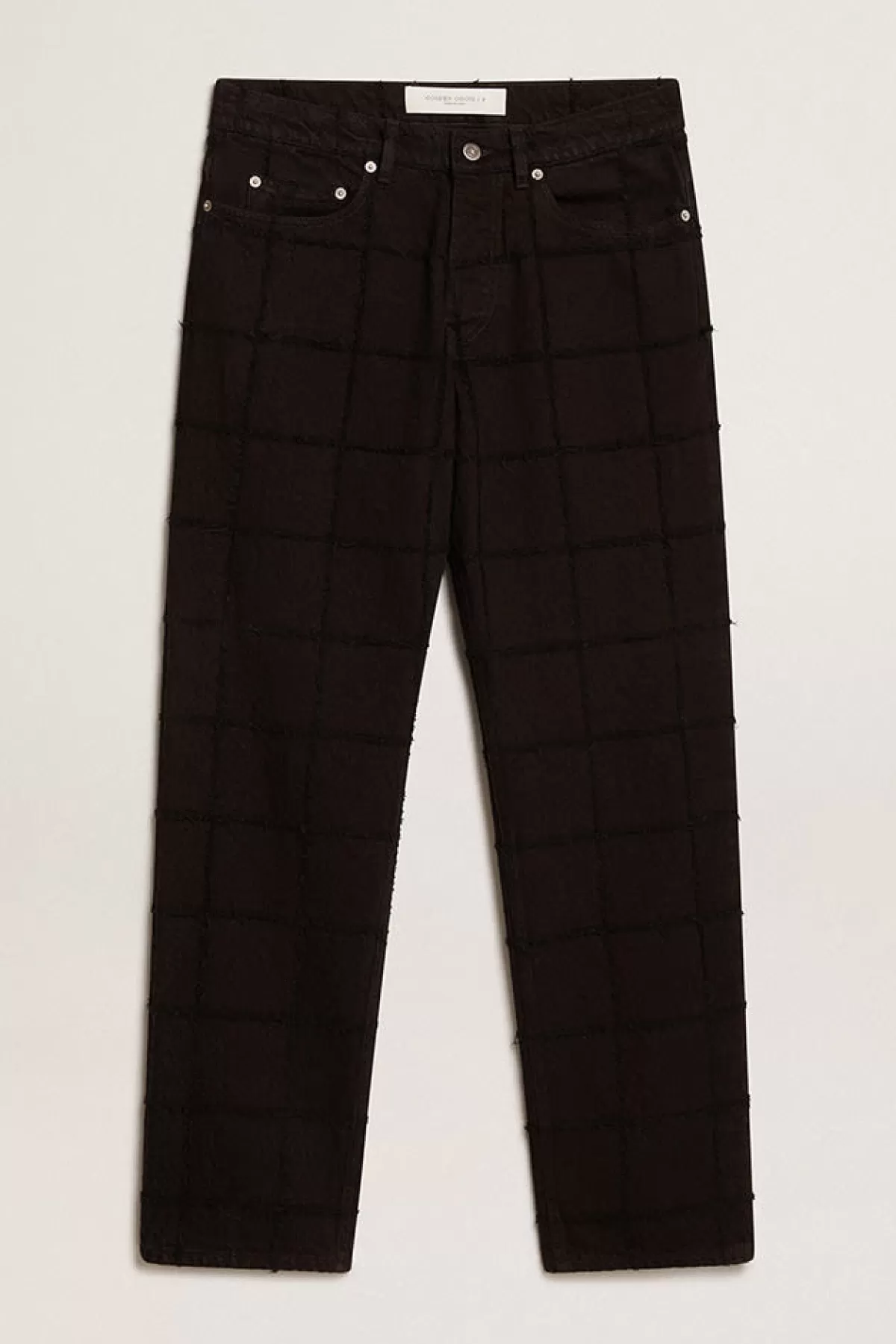 Golden Goose cotton pants with 3D-effect checked pattern black Cheap