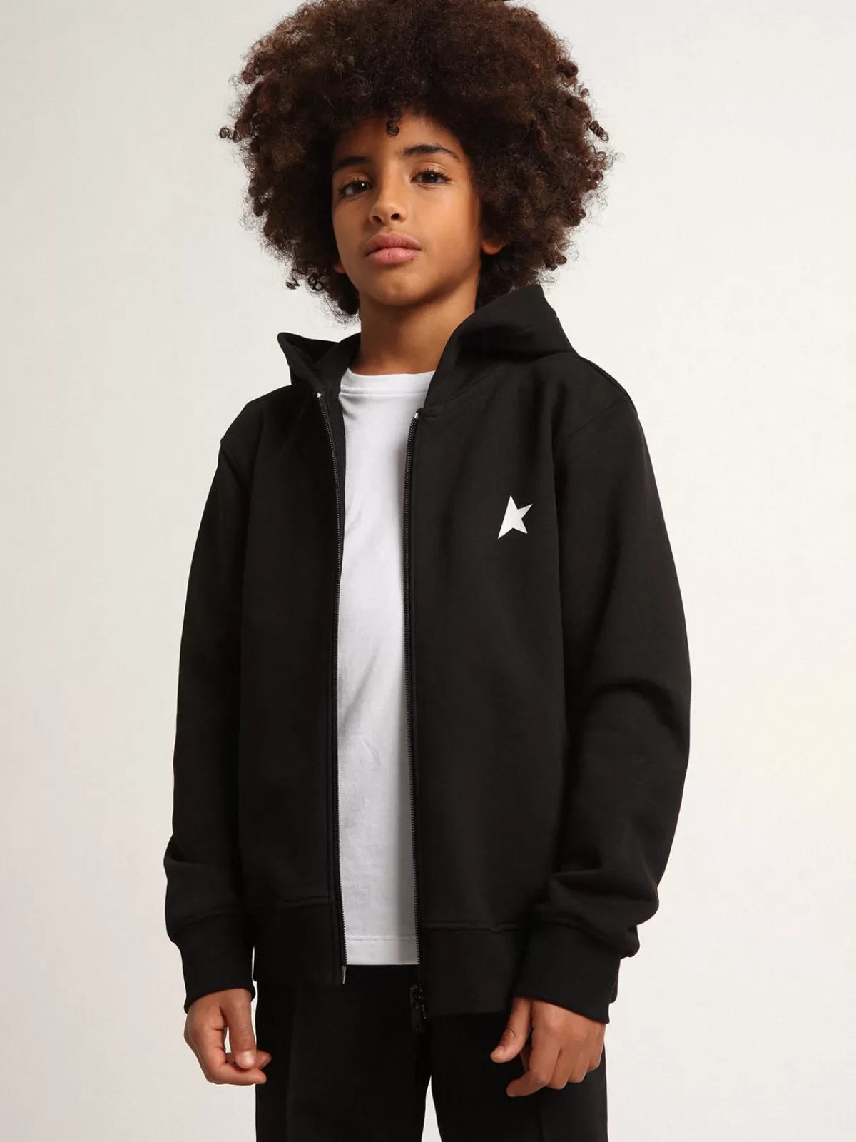 Golden Goose hooded sweatshirt with contrasting white star and logo black Cheap