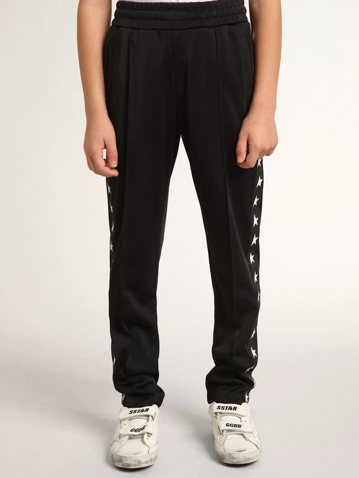 Golden Goose Black joggers with contrasting white stars blackandwhite Best