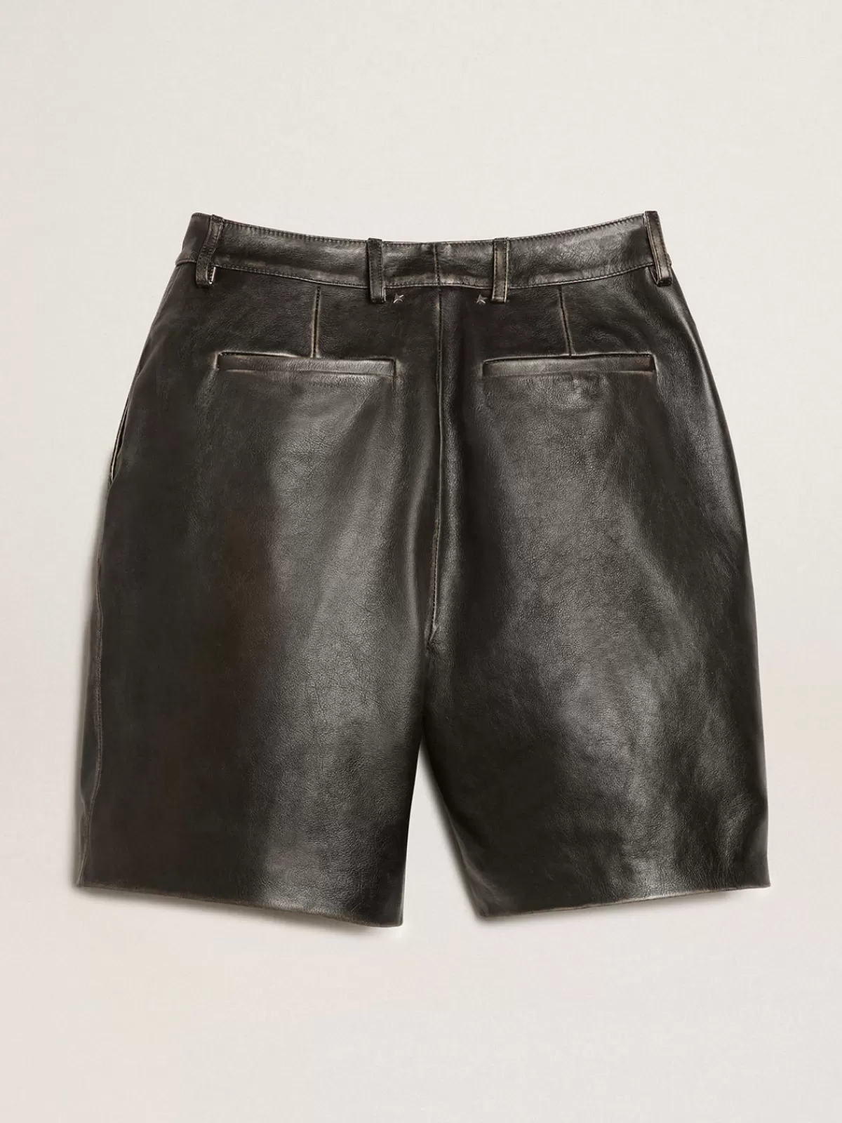 Golden Goose leather Bermuda shorts with lived-in effect black Shop