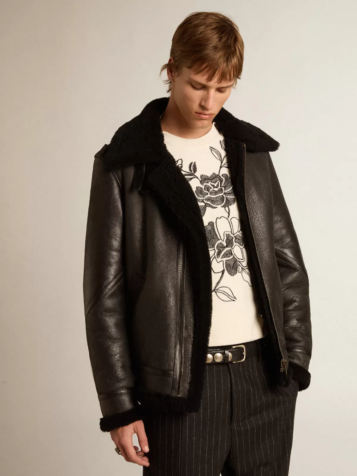 Golden Goose sheepskin jacket black Cheap