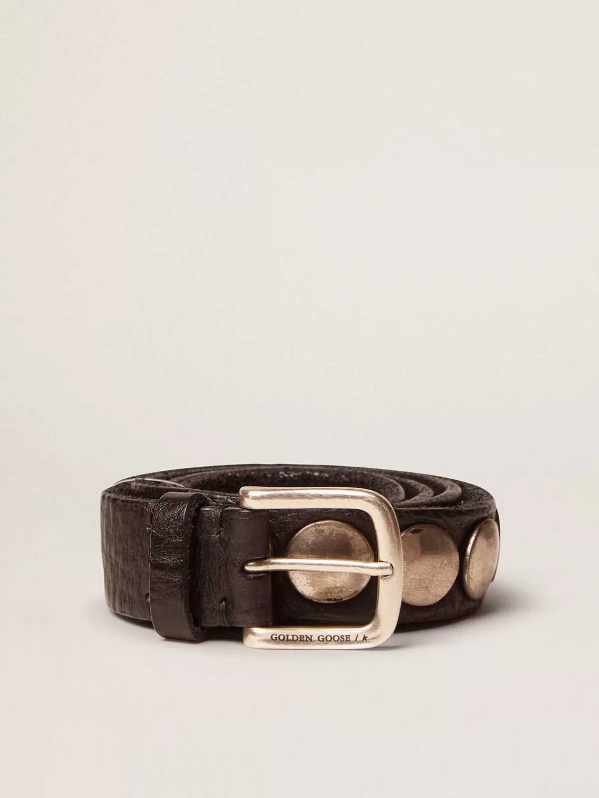 Golden Goose Black Trinidad belt in washed leather with studs Online