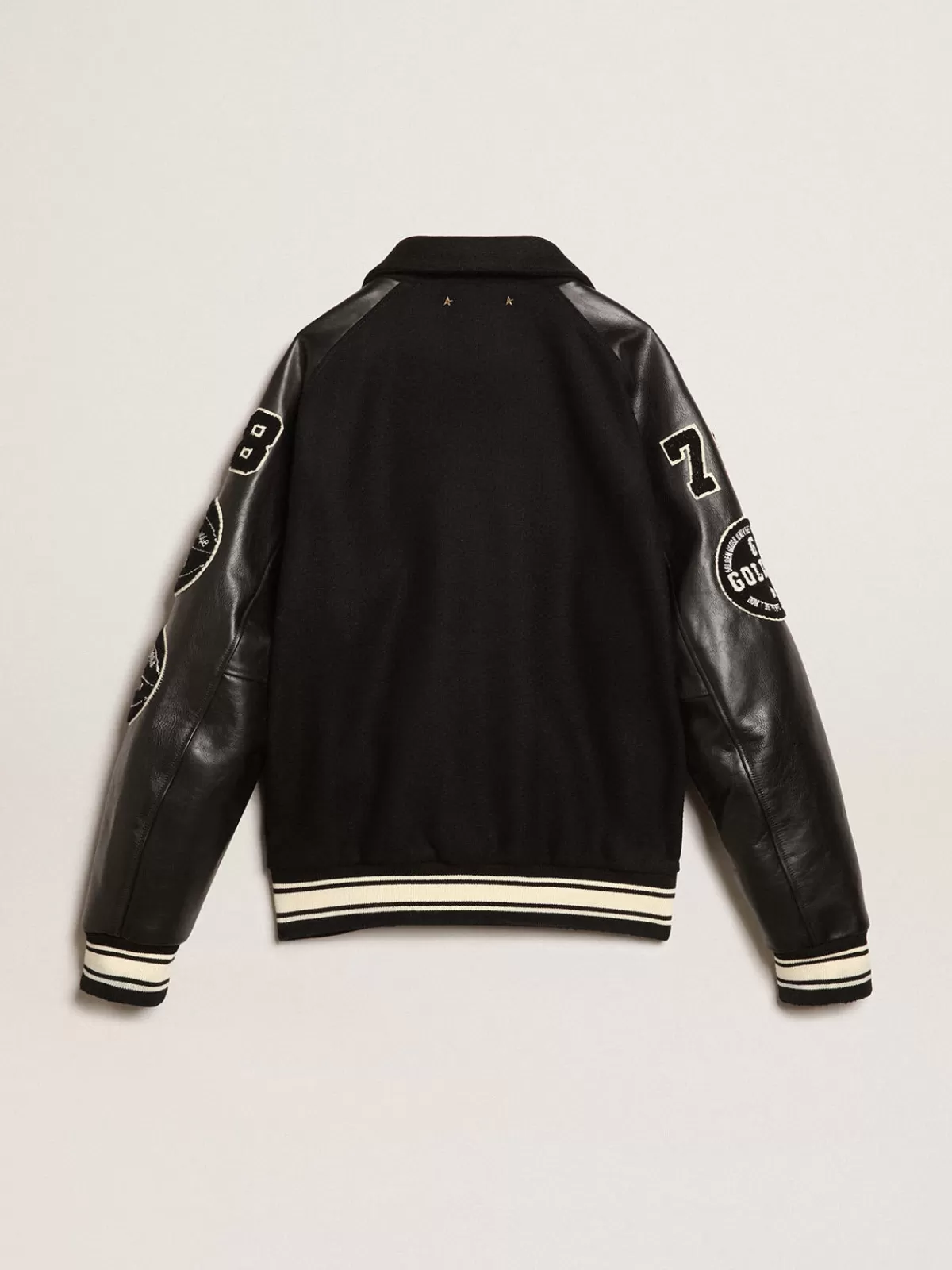 Golden Goose wool bomber jacket with patch black Best Sale