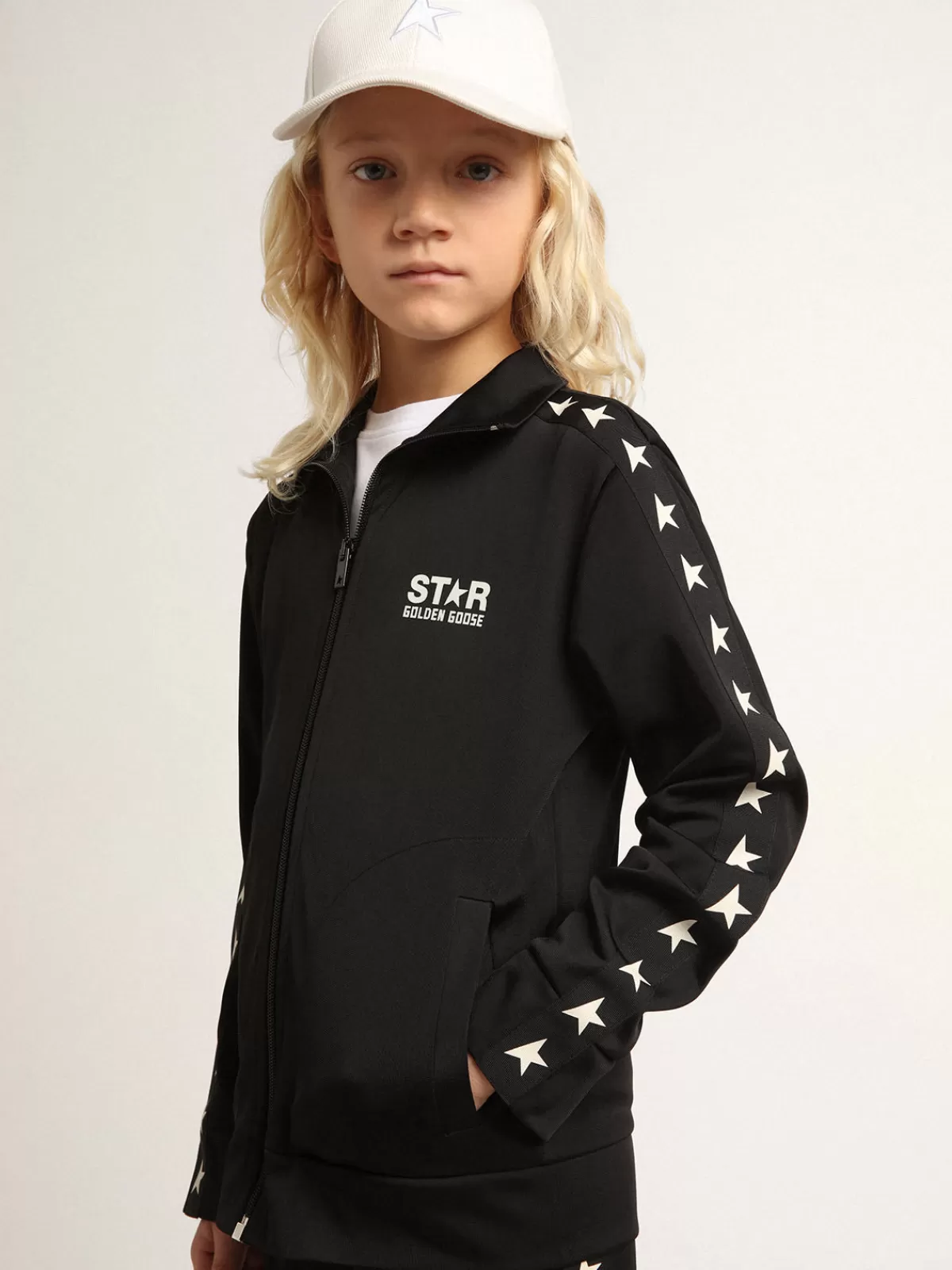 Golden Goose zipped sweatshirt with contrasting white stars black Shop