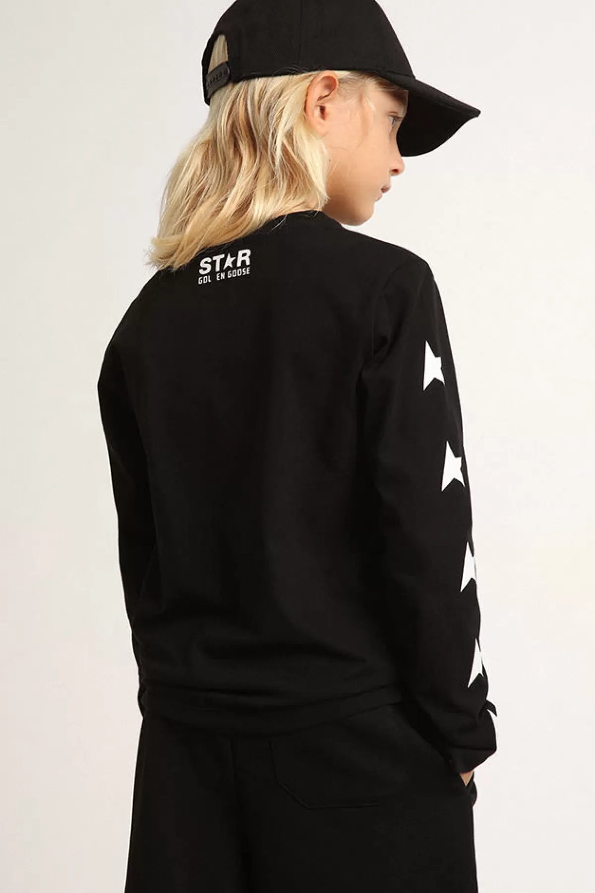 Golden Goose Boys’ sweatshirt with contrasting white stars black Discount