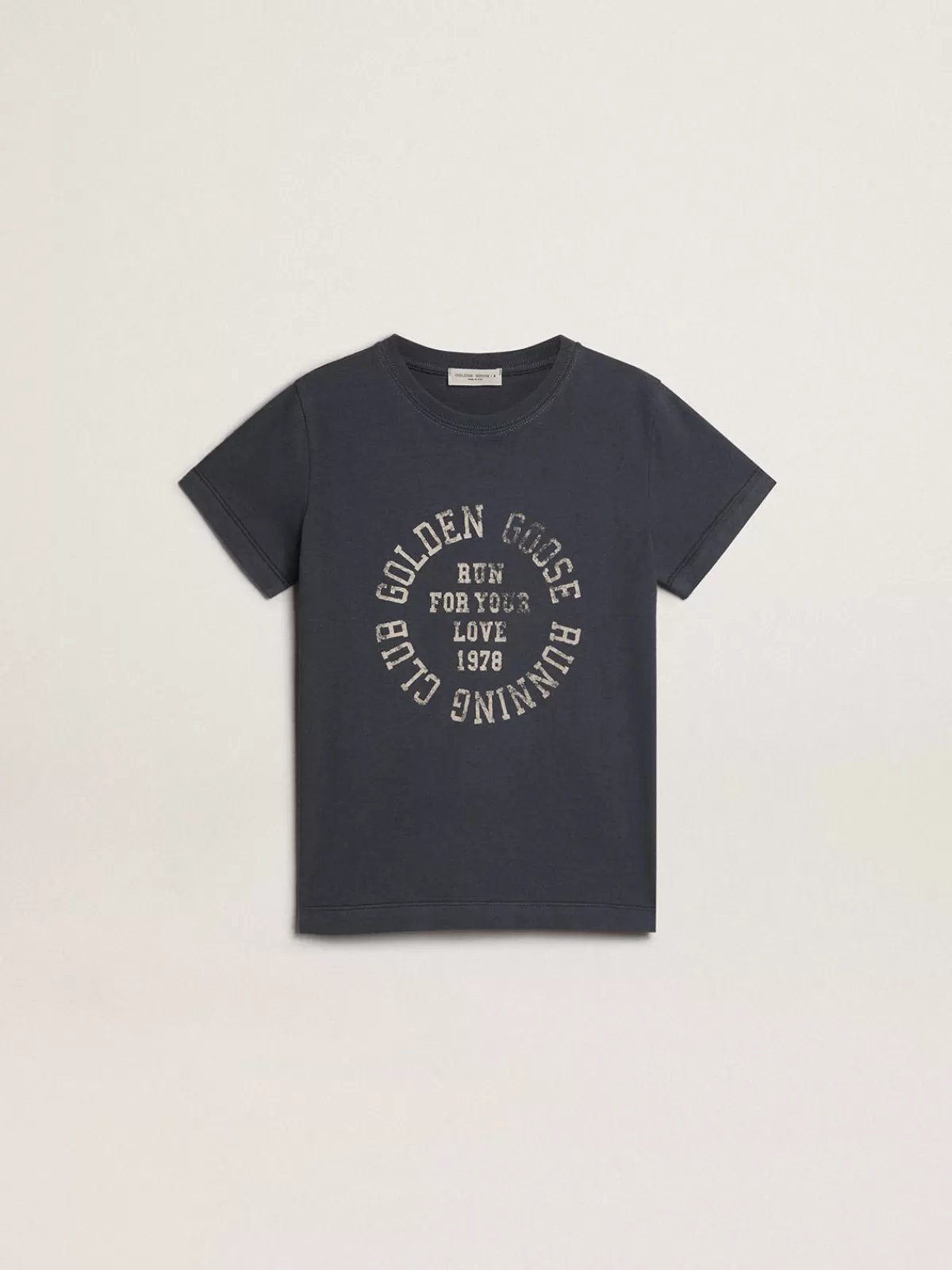 Golden Goose Boys’ cotton T-shirt with print at the center blue Discount