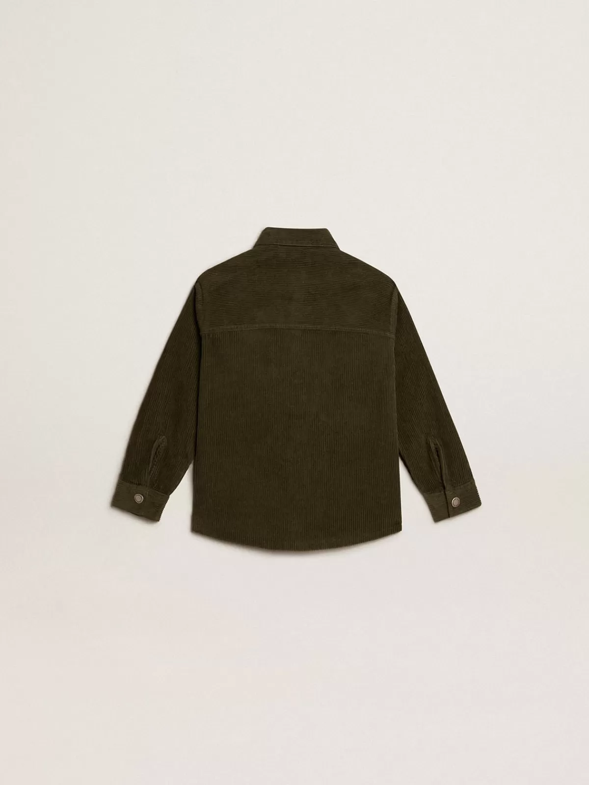 Golden Goose Boys’ dark green shirt in velvet-effect cotton darkgreen Sale