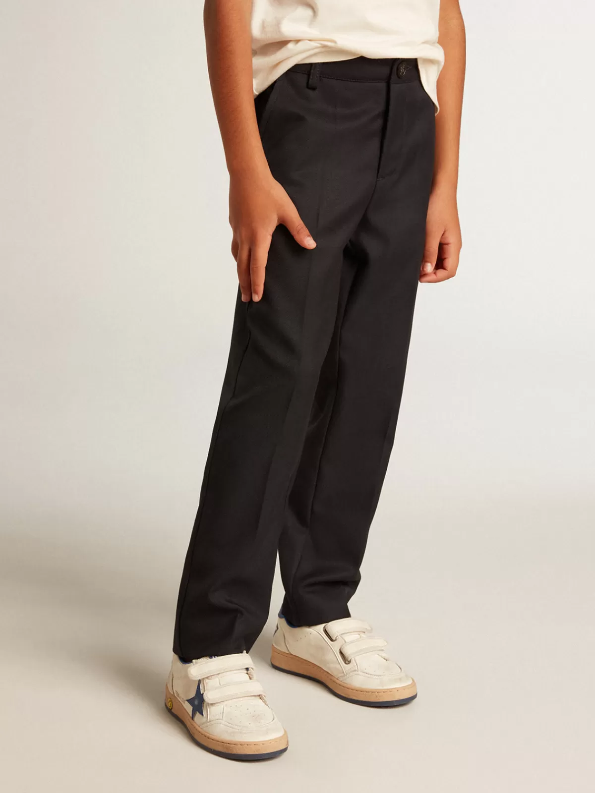 Golden Goose Boys’ pants in dark blue wool darkblue Fashion