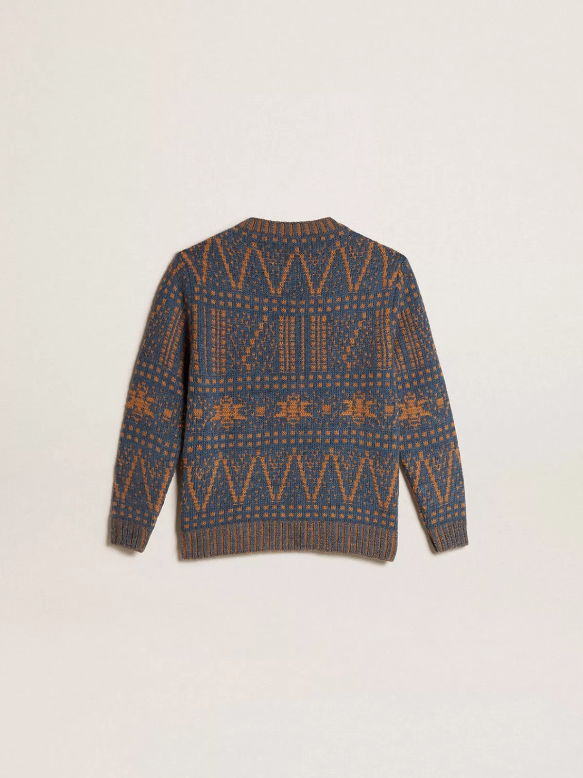 Golden Goose Boys’ round-neck sweater with blue Fair Isle motif blueandbark Fashion