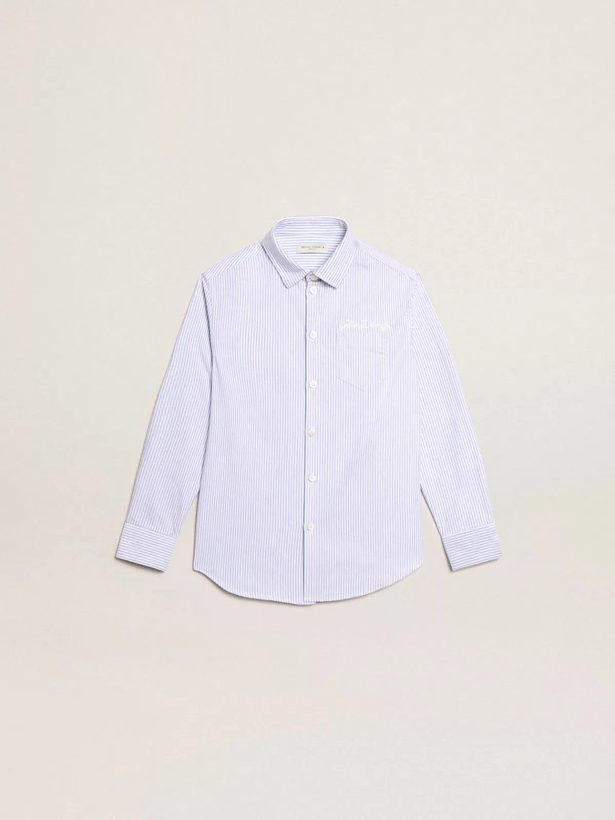 Golden Goose Boys’ shirt with light blue stripes whiteandlightblue Outlet