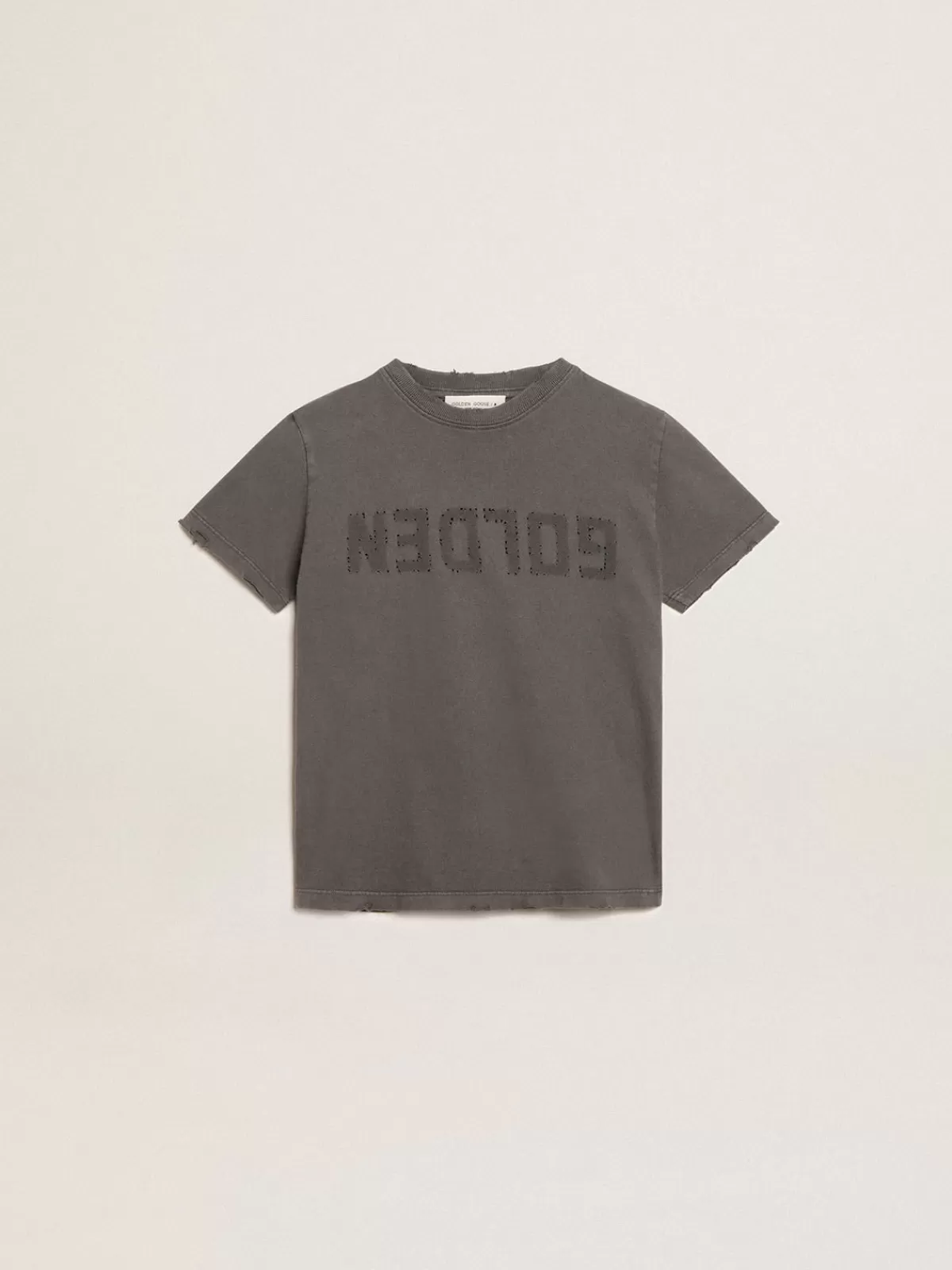 Golden Goose Boys’ T-shirt in gray with distressed treatment anthracitegray Sale