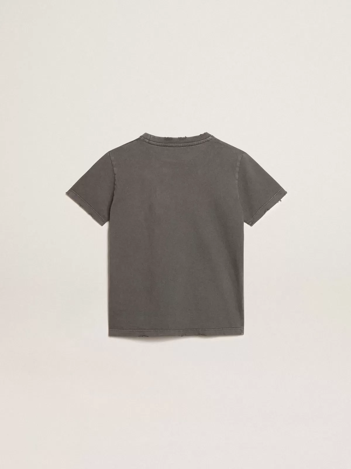 Golden Goose Boys’ T-shirt in gray with distressed treatment anthracitegray Sale