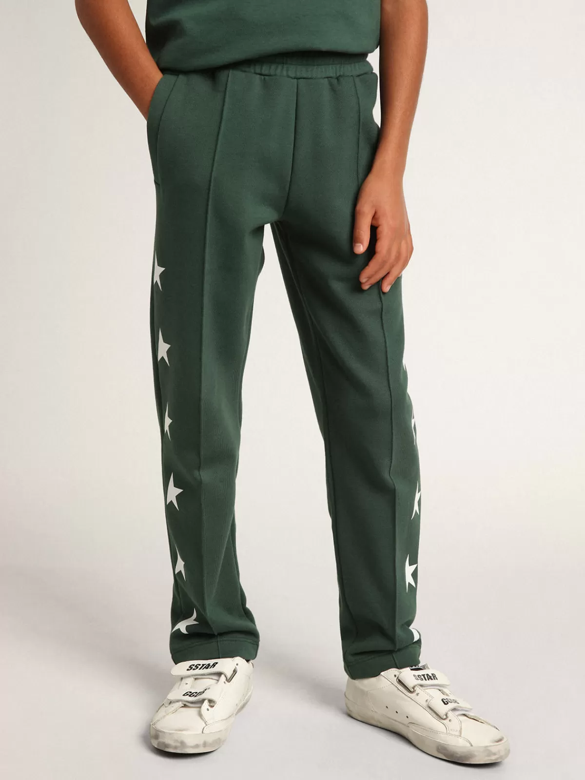 Golden Goose Bright green joggers with contrasting stars brightgreen Store