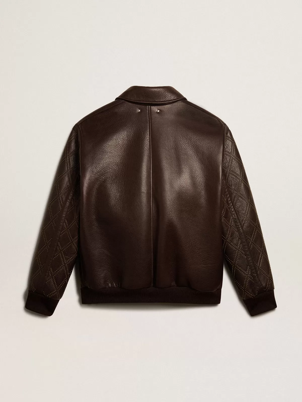 Golden Goose Brown nappa leather jacket with studded sleeves black Best Sale