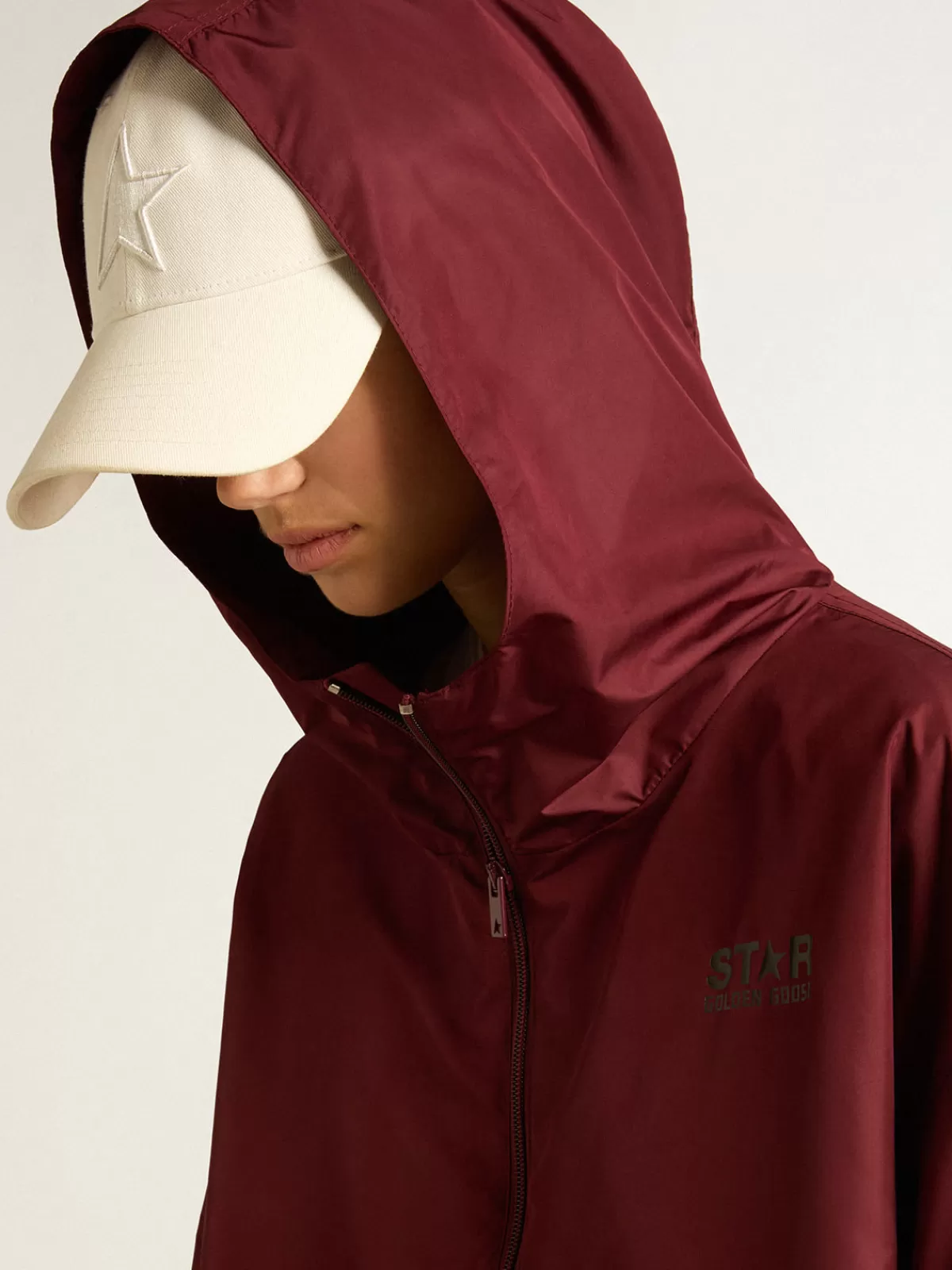 Golden Goose Burgundy windbreaker with hood Online