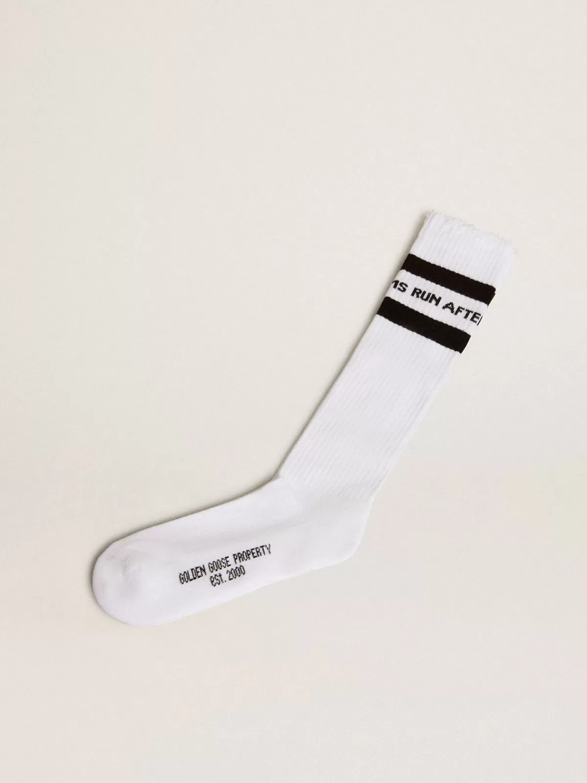 Golden Goose Cotton socks with distressed finishes, knee-high effect white Best