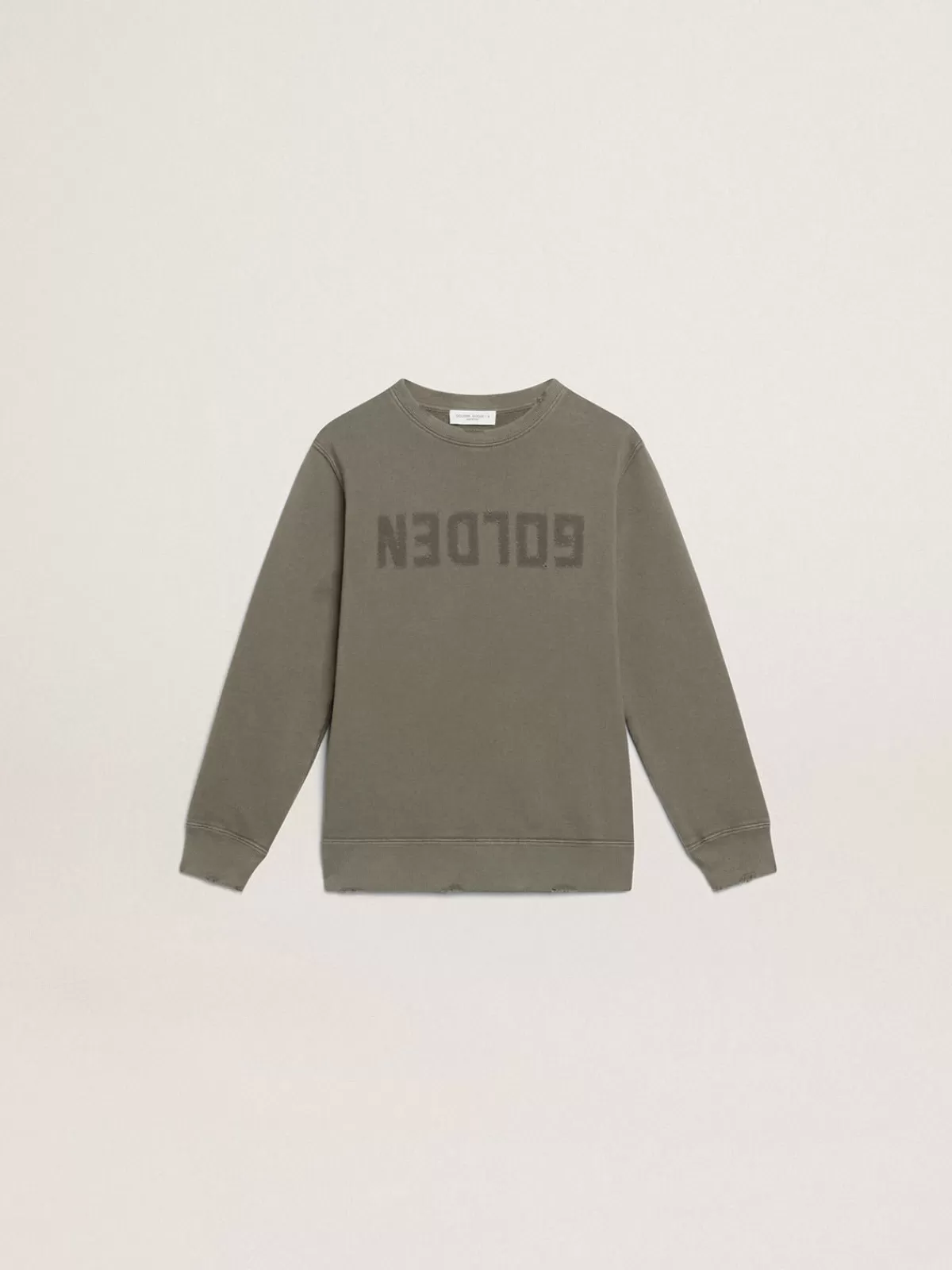 Golden Goose Distressed olive-green sweatshirt with Golden lettering on the front olivegreen Online