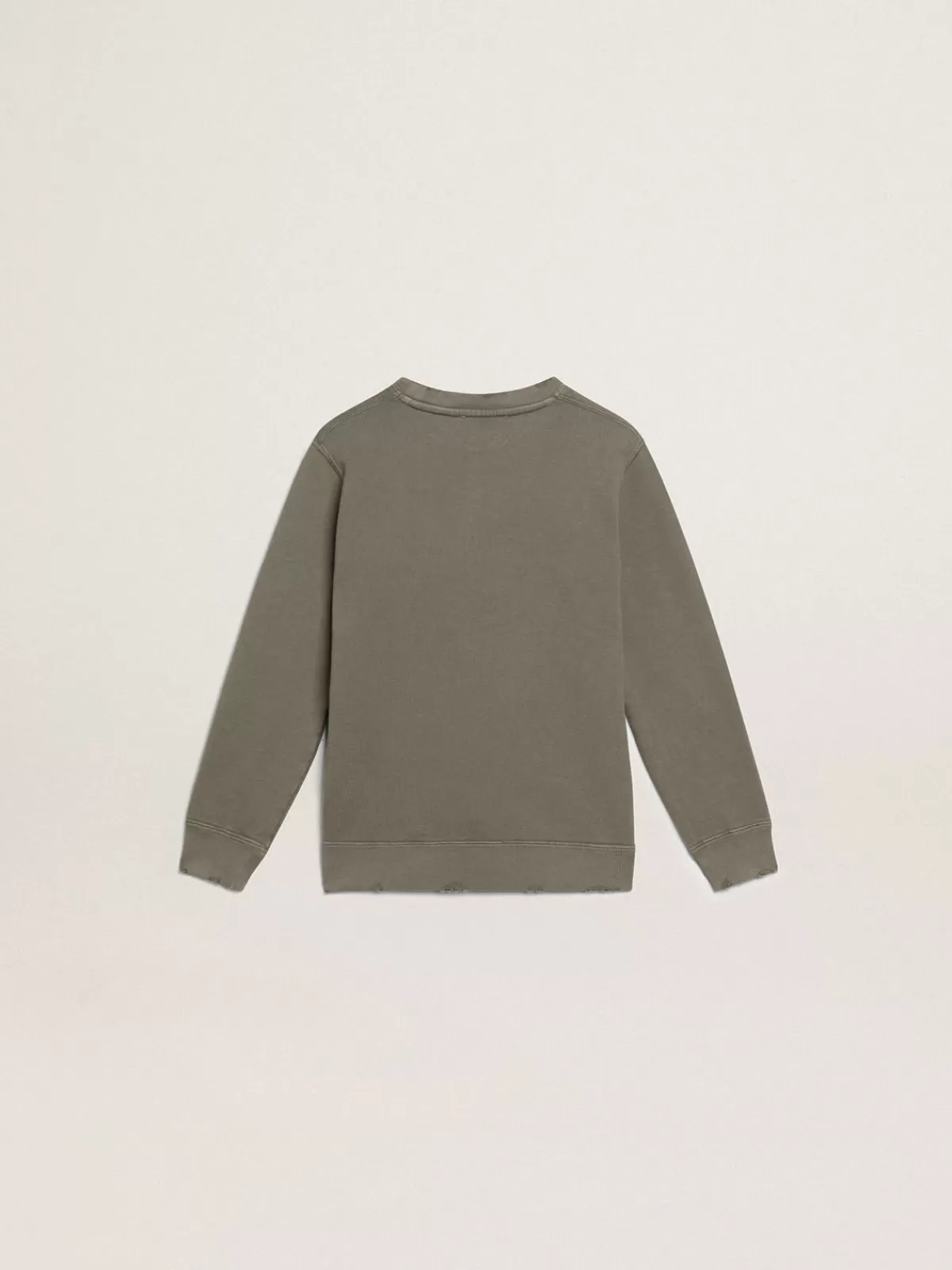 Golden Goose Distressed olive-green sweatshirt with Golden lettering on the front olivegreen Online