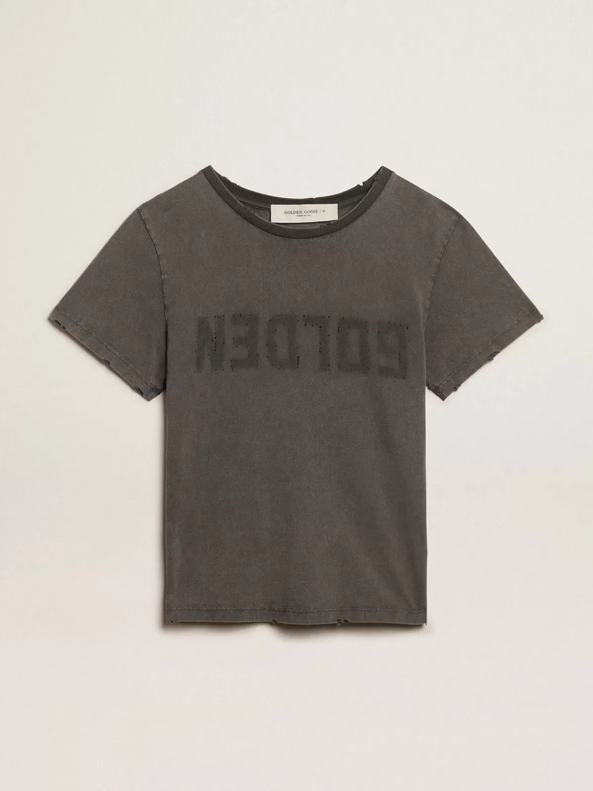 Golden Goose Distressed slim-fit T-shirt in anthracite gray anthracitegray Discount