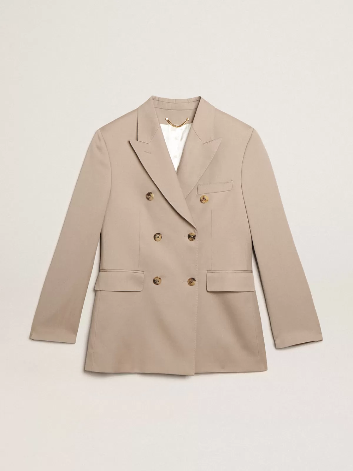 Golden Goose Double-breasted blazer in light beige wool gabardine lightbeige Clearance