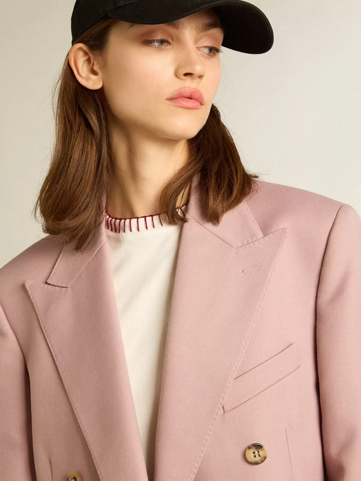 Golden Goose Double-breasted blazer in tailoring fabric pink Clearance