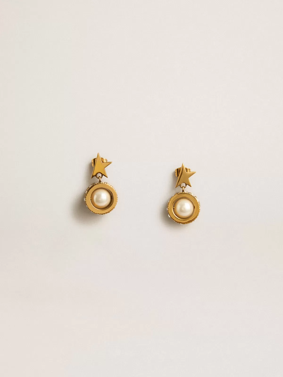 Golden Goose Earrings with gold star and pearl antiquegold Best Sale