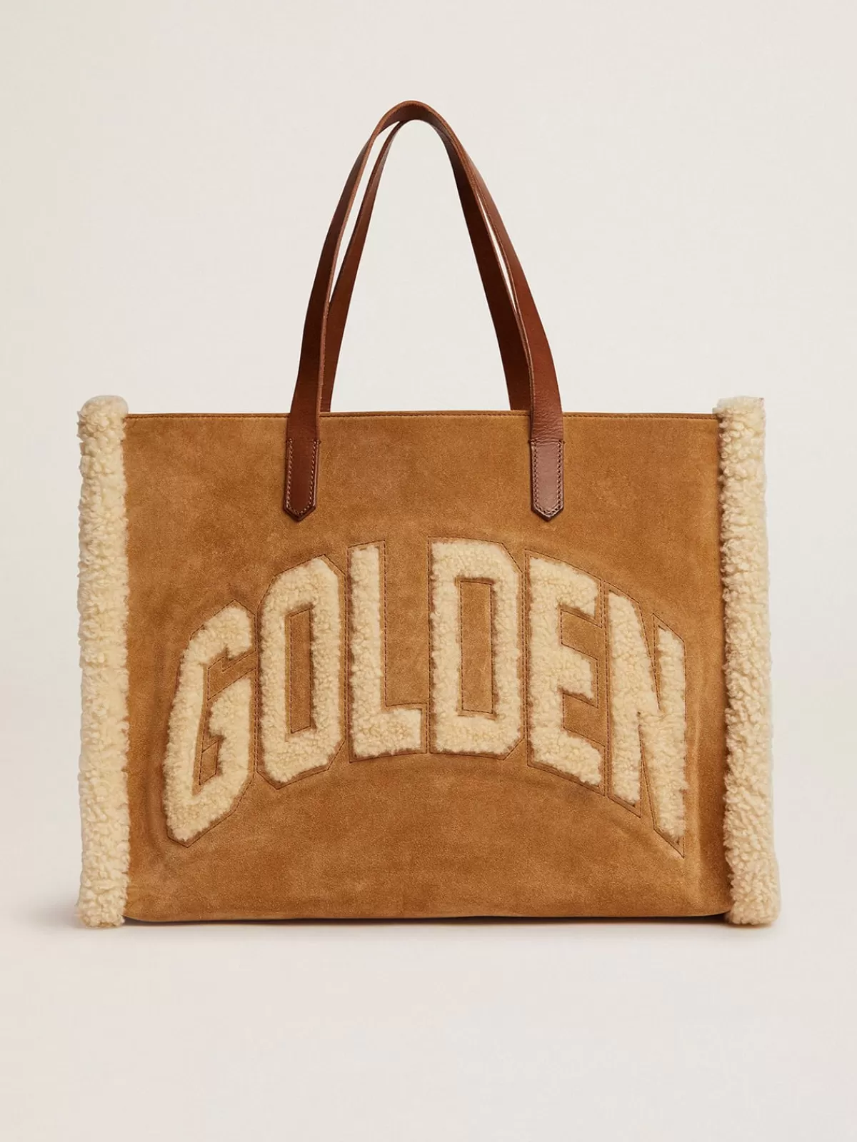 Golden Goose East-West California Bag in suede leather with shearling Discount