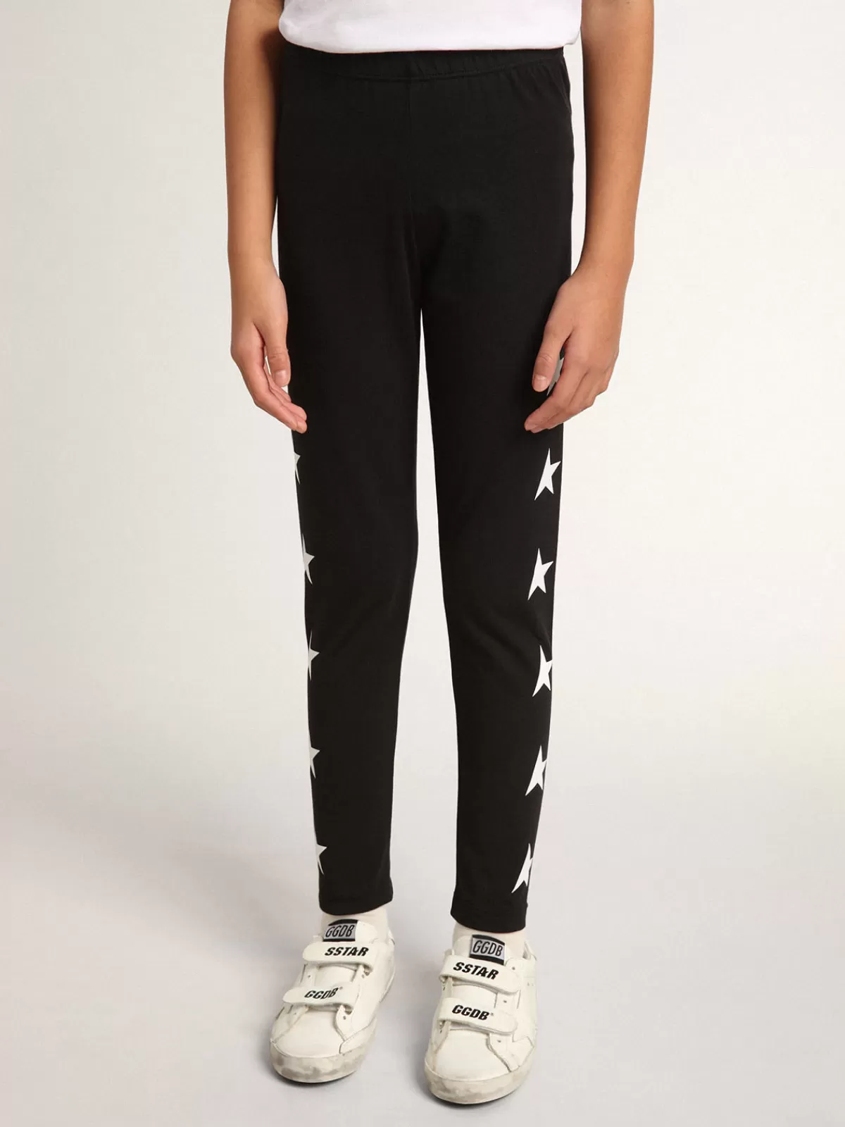 Golden Goose Girls’ leggings with white stars on the sides black Best