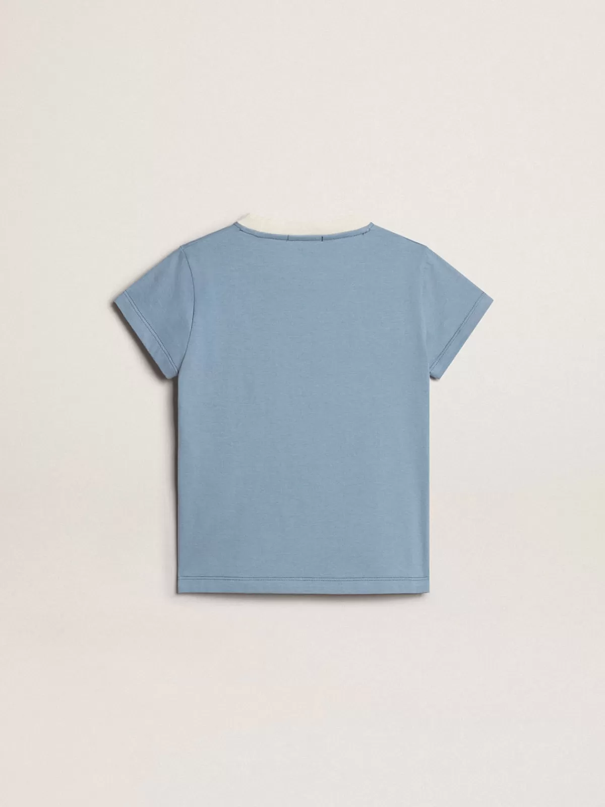 Golden Goose Girls’ light blue cotton T-shirt with print and crystals lightblue Hot