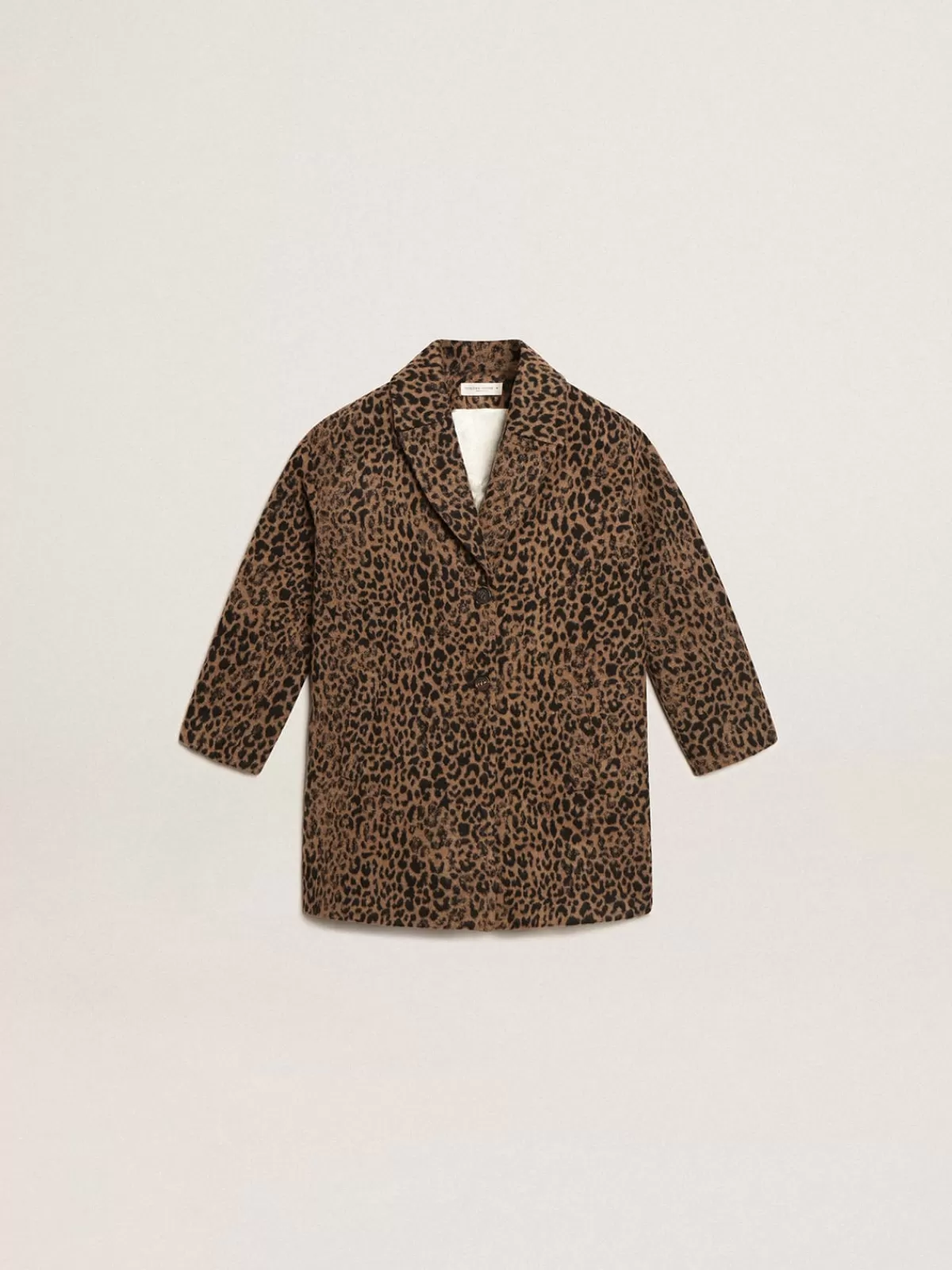 Golden Goose Girls’ single-breasted coat in wool with jacquard animal print animalprint Best Sale