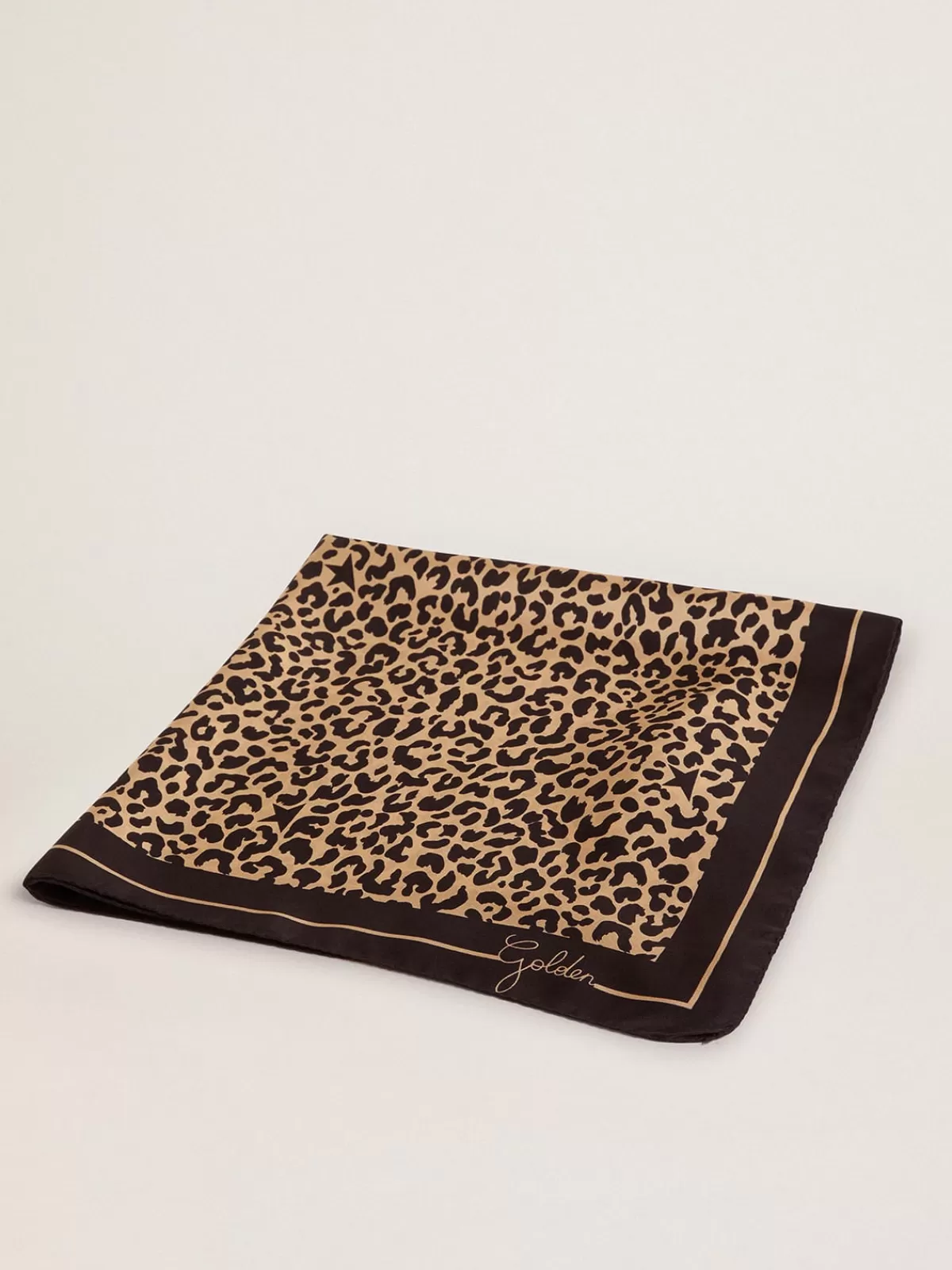 Golden Goose Golden Collection scarf in with leopard print black Best Sale