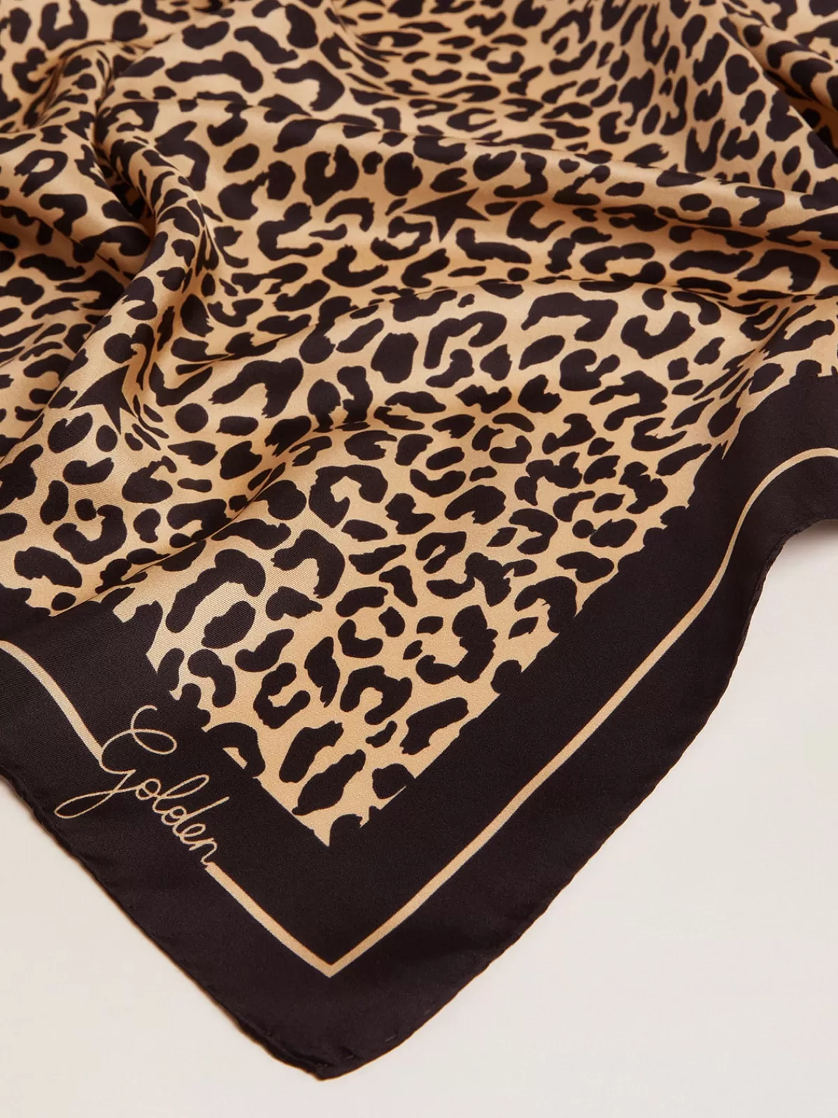 Golden Goose Golden Collection scarf in with leopard print black Best Sale