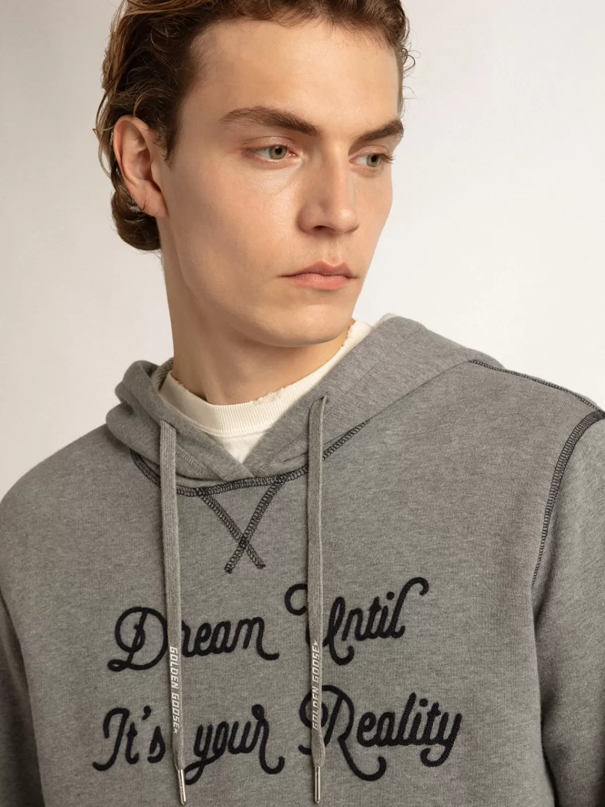 Golden Goose Gray melange cotton sweatshirt with hood graymelange Online