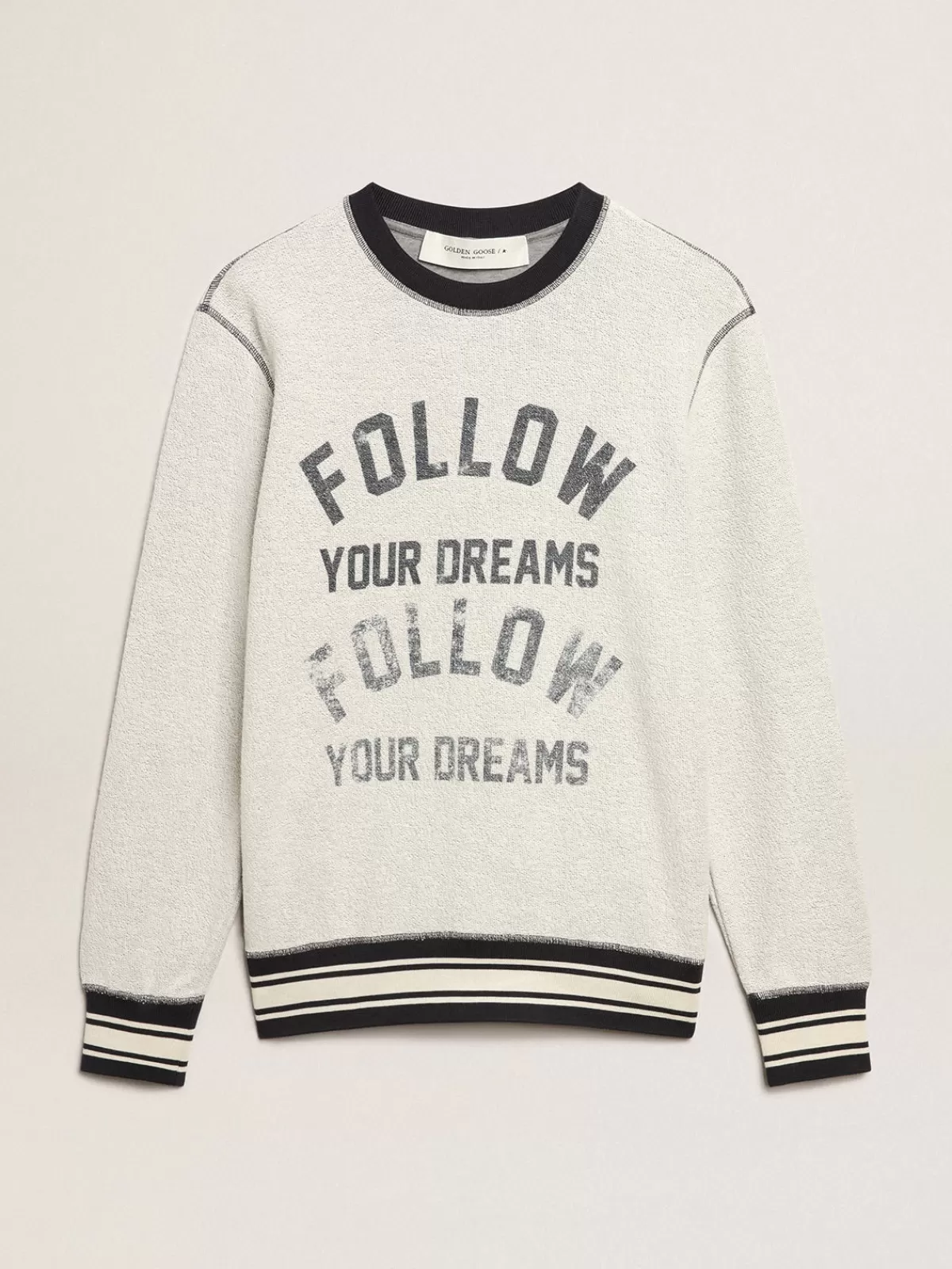 Golden Goose Gray round-neck sweatshirt with lettering blackandwhite Sale