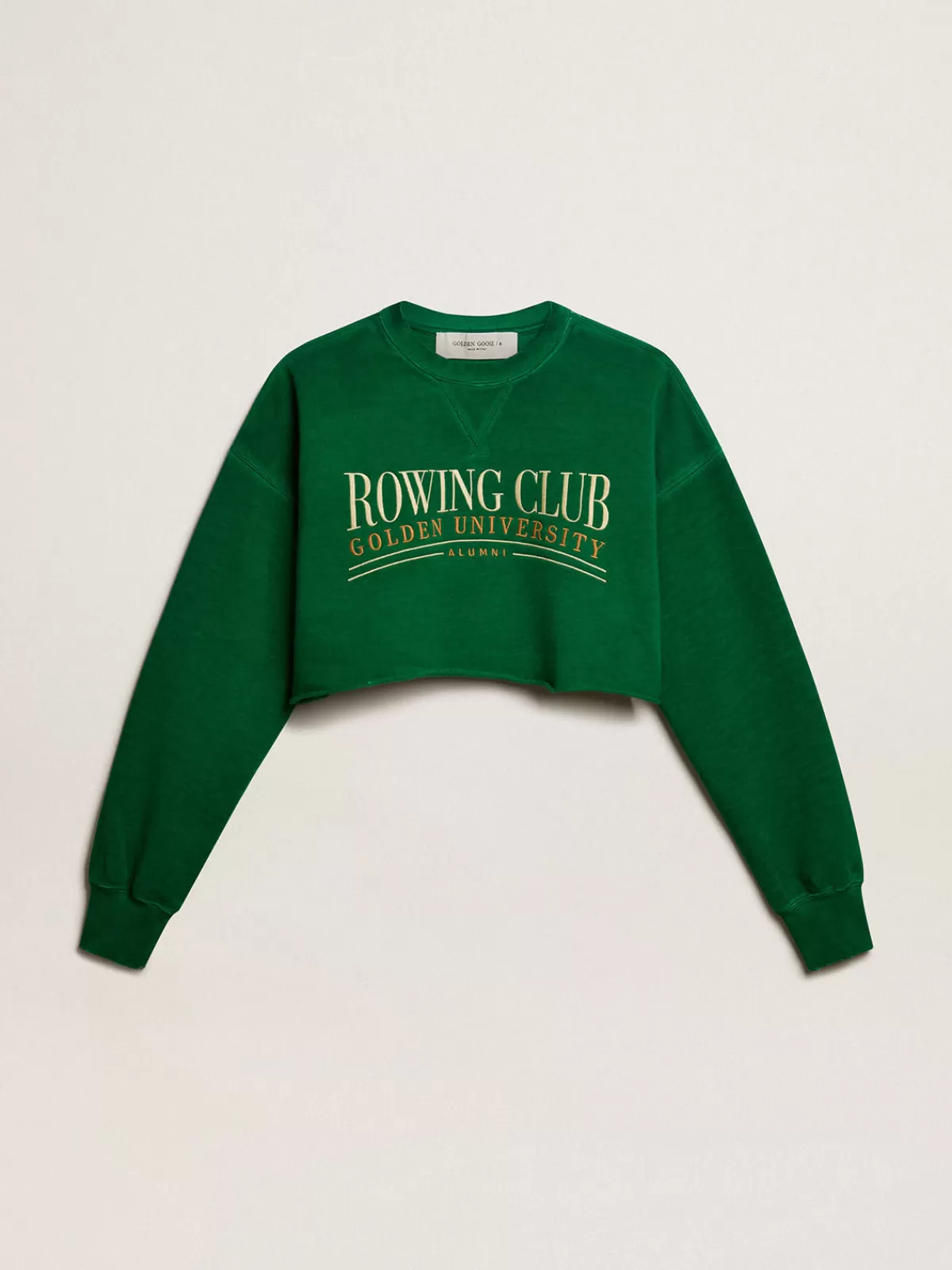 Golden Goose cropped round-neck cotton sweatshirt green Fashion