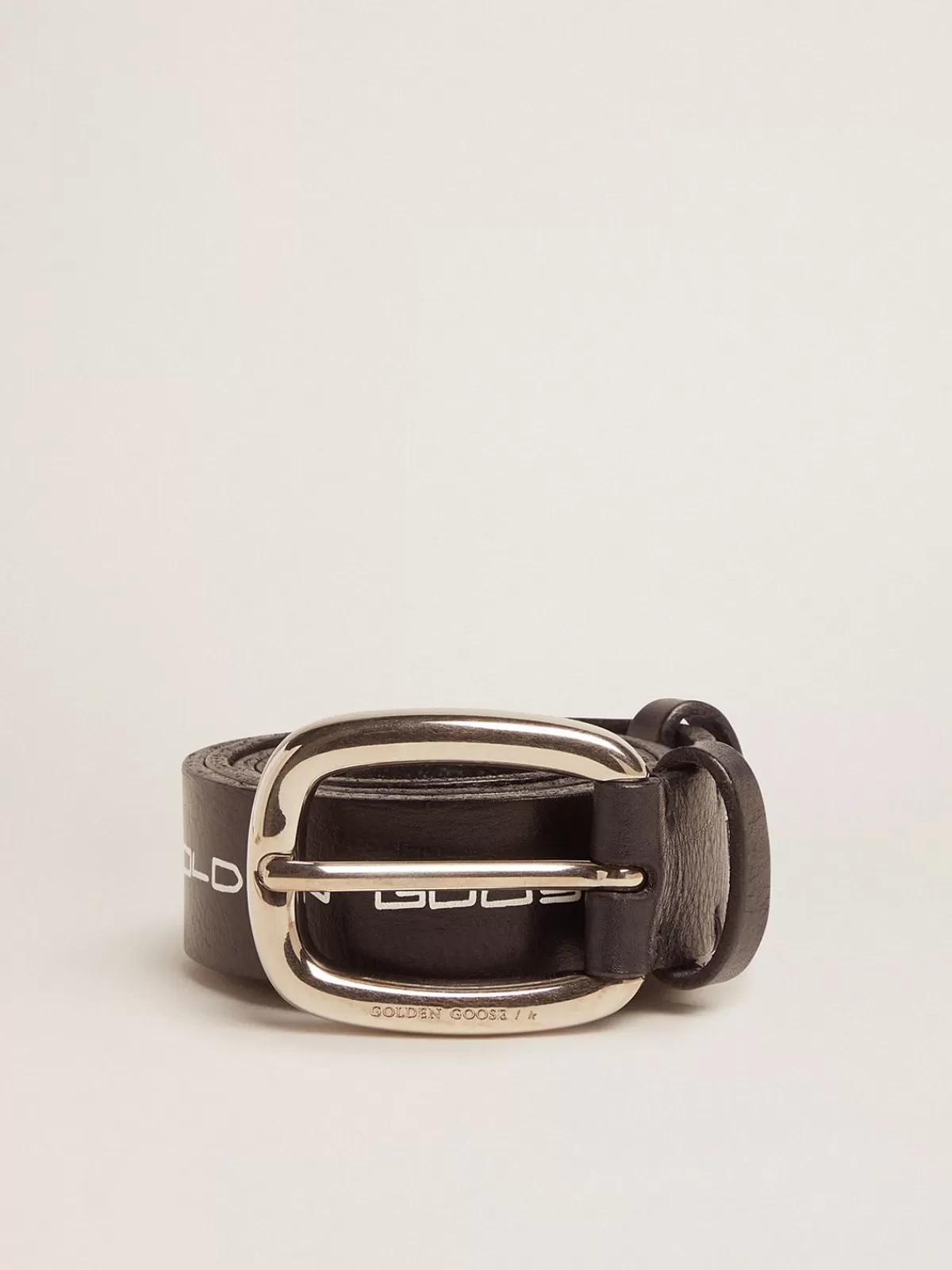 Golden Goose Houston belt in leather with contrasting handwritten lettering black Discount