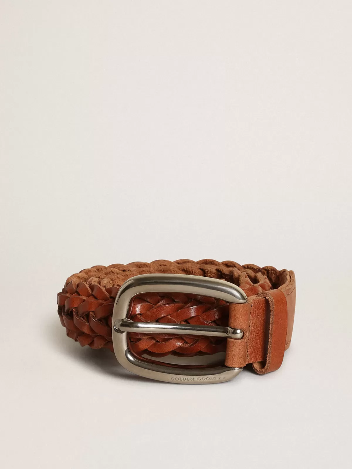 Golden Goose Houston belt in braided leather brown Cheap