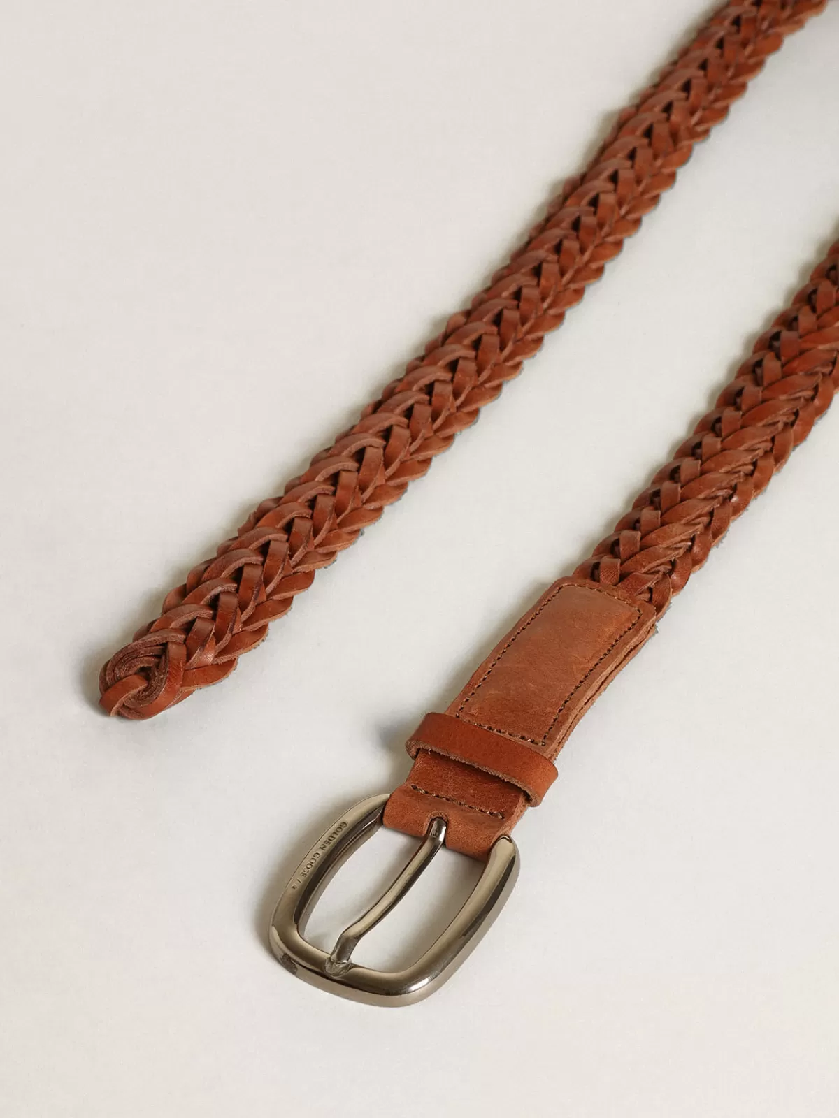 Golden Goose Houston belt in braided leather brown Cheap