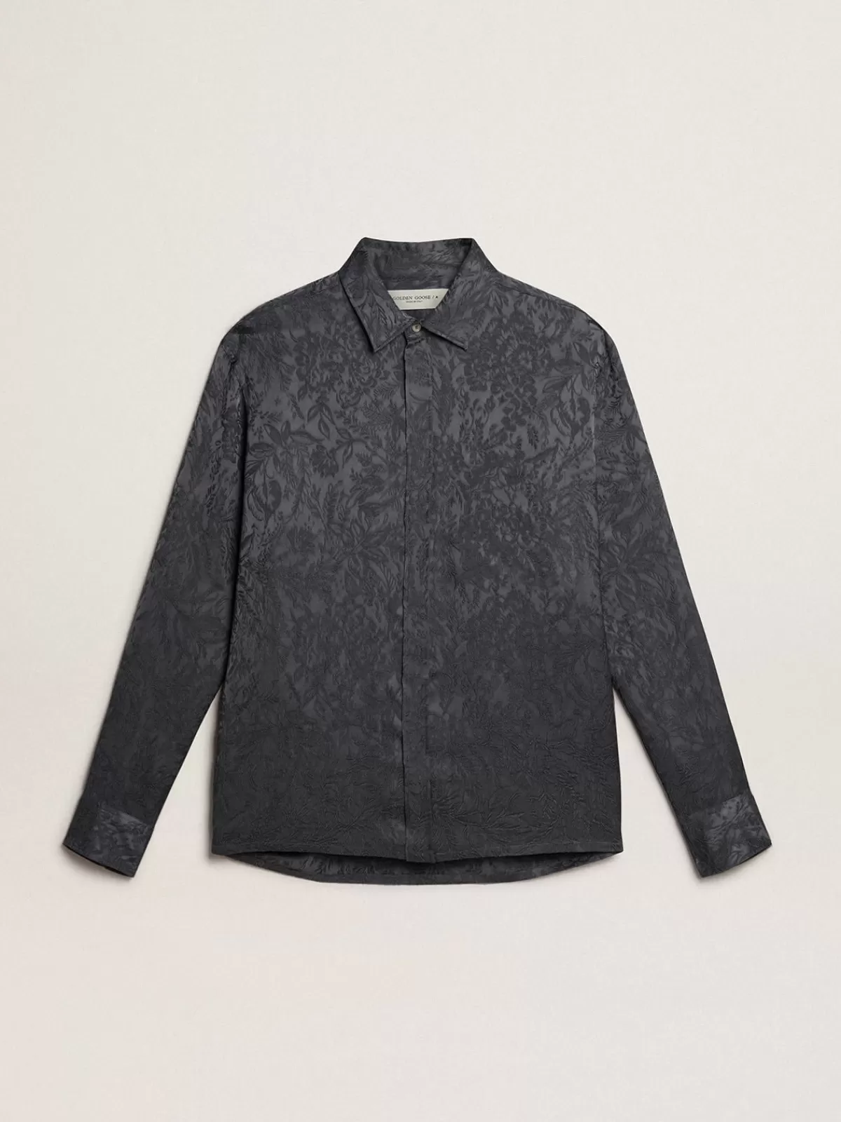 Golden Goose Jacquard shirt with all-over toile de jouy pattern shadowblue Store